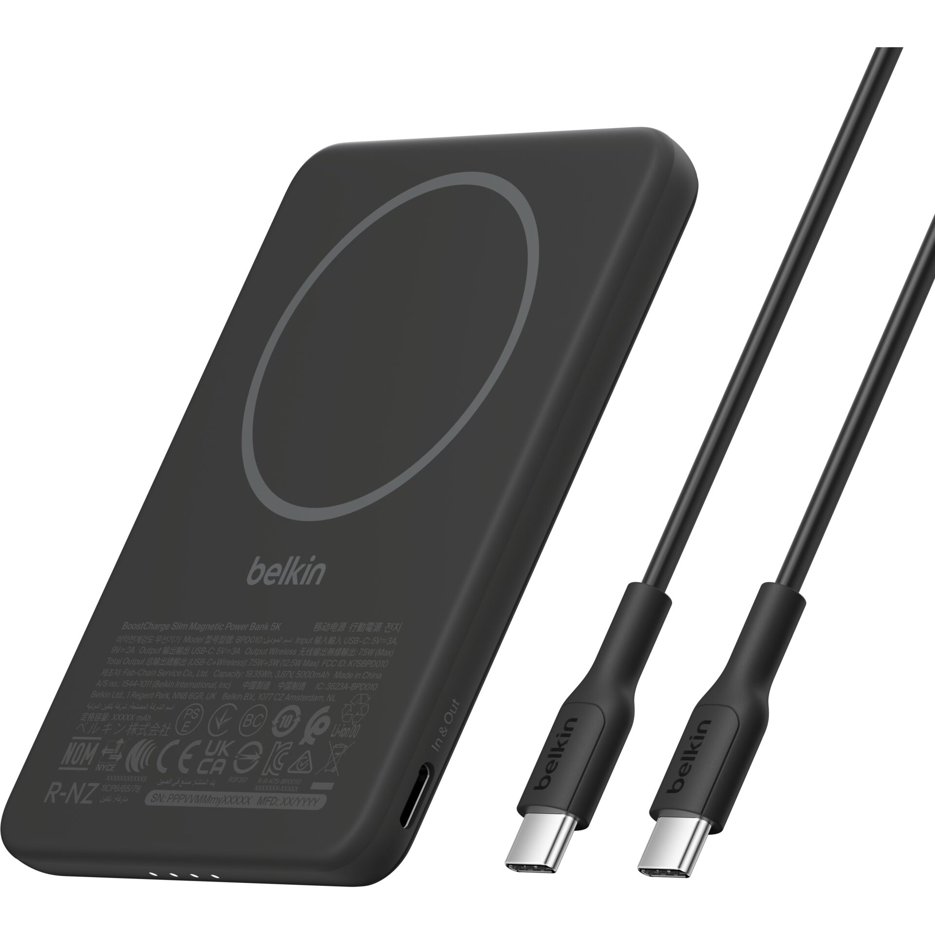 Ladegerät, Kabelloses Ladegerät, Qi-Ladegerät, Magnetisches Ladepad, USB-C Kabel