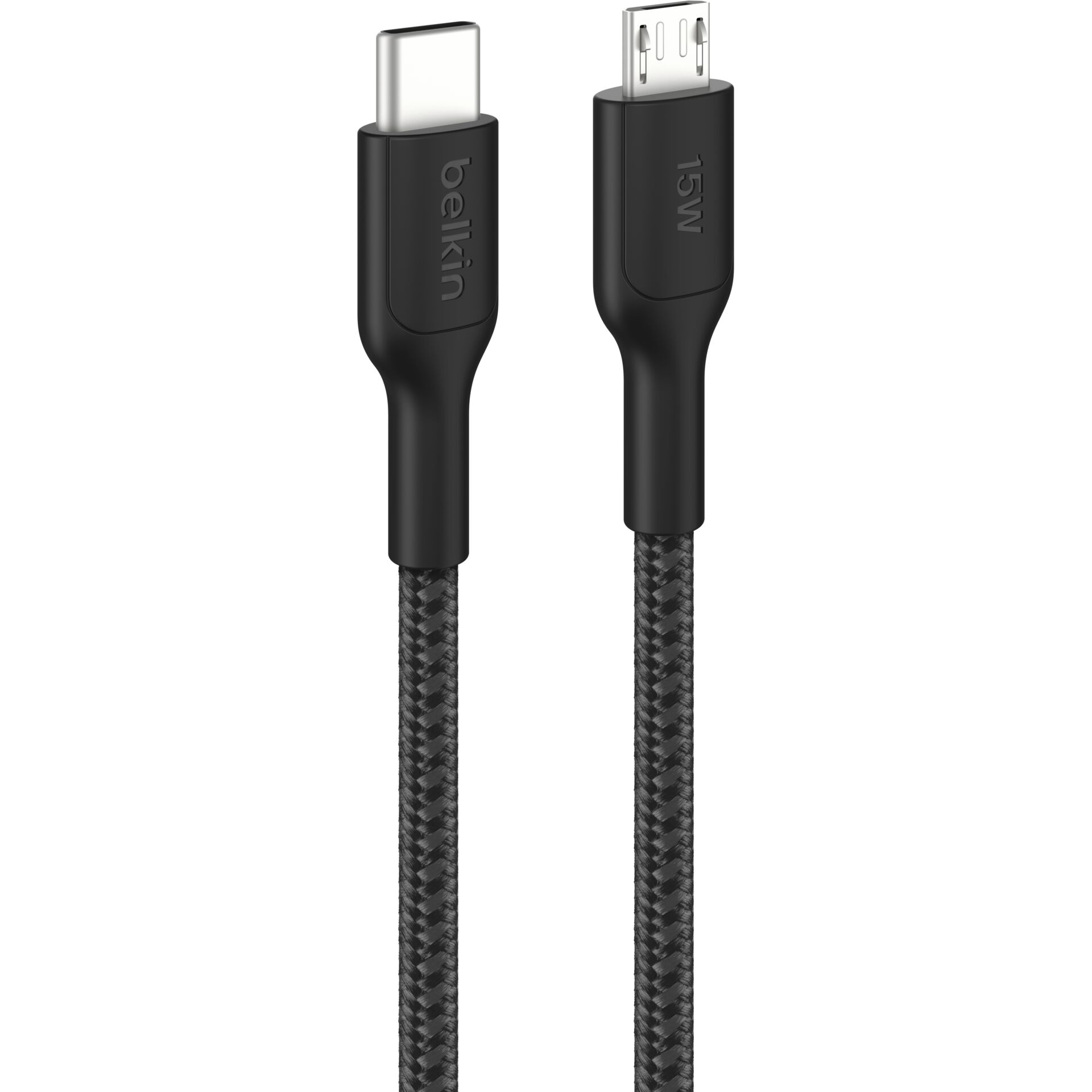USB-C zu Micro-USB Kabel, geflochtenes Kabel, schwarz, 15W, Kabel