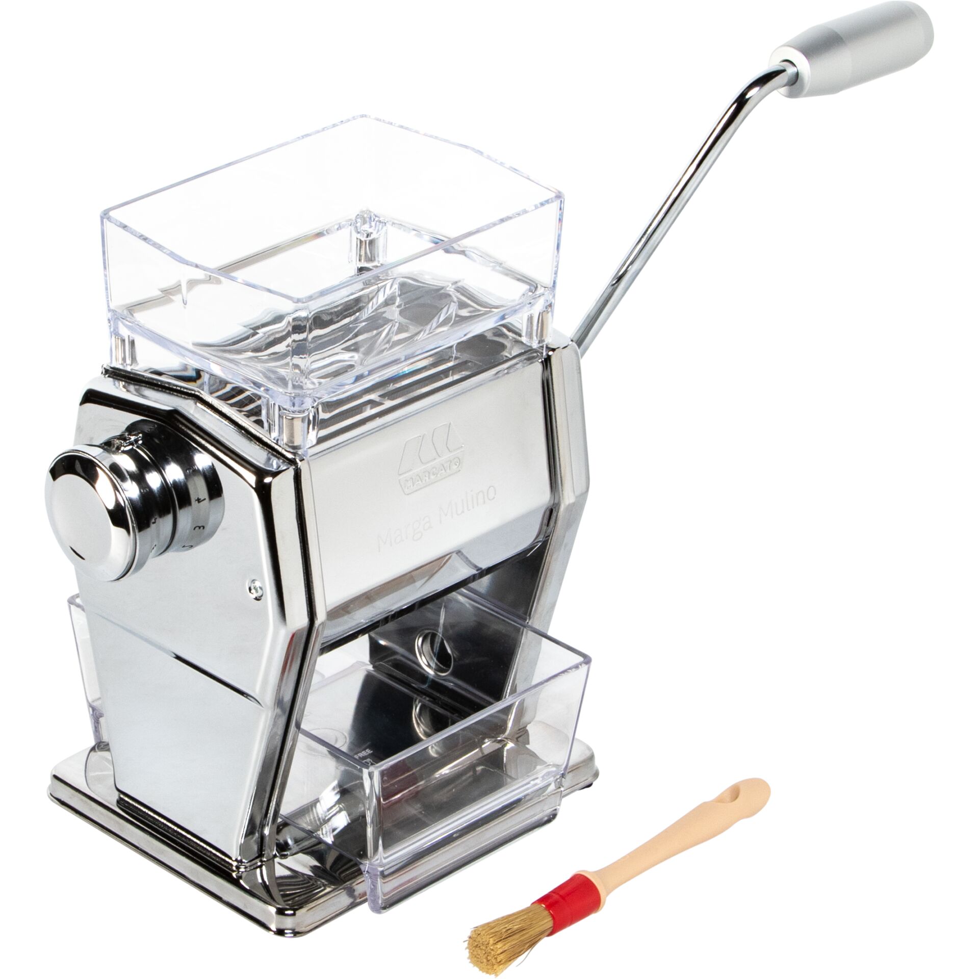 Manuelle Mühle, Kaffeemühle, Chrom, Metall, Schublade