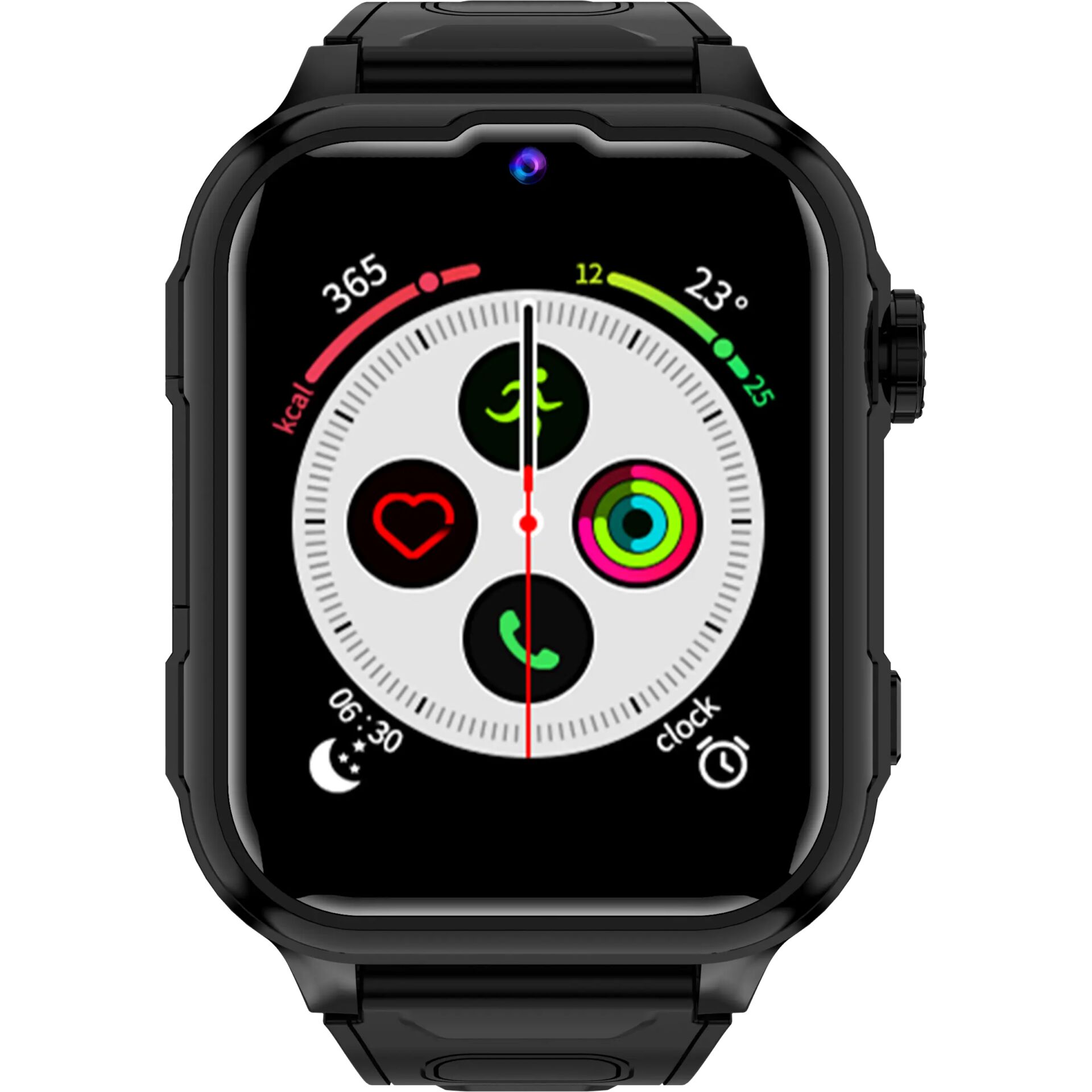 Smartwatch, Uhrenanzeige, digitales Display, schwarz, Metallband