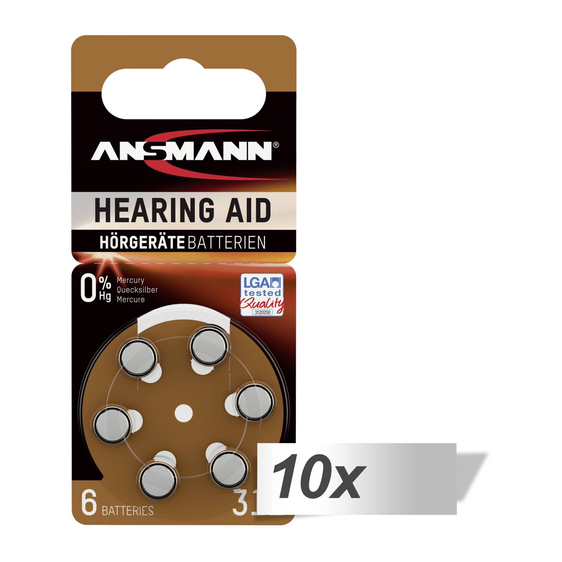 10x6 Ansmann Zinc-Air 312 (PR41)  Hörgeräte Batterien