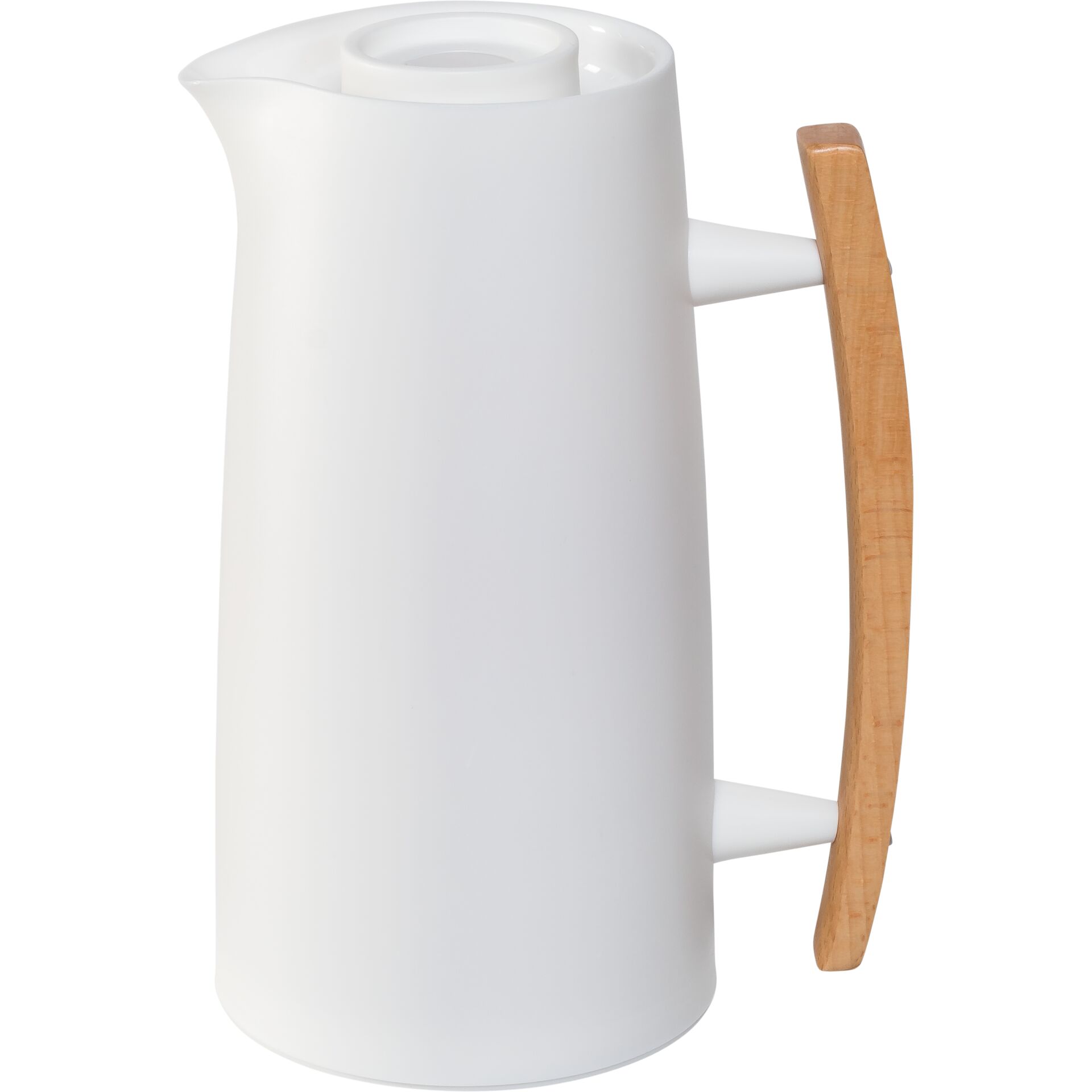 Kaffeemaschine, Kanne, Weiß, Holzgriff, Einfache Form