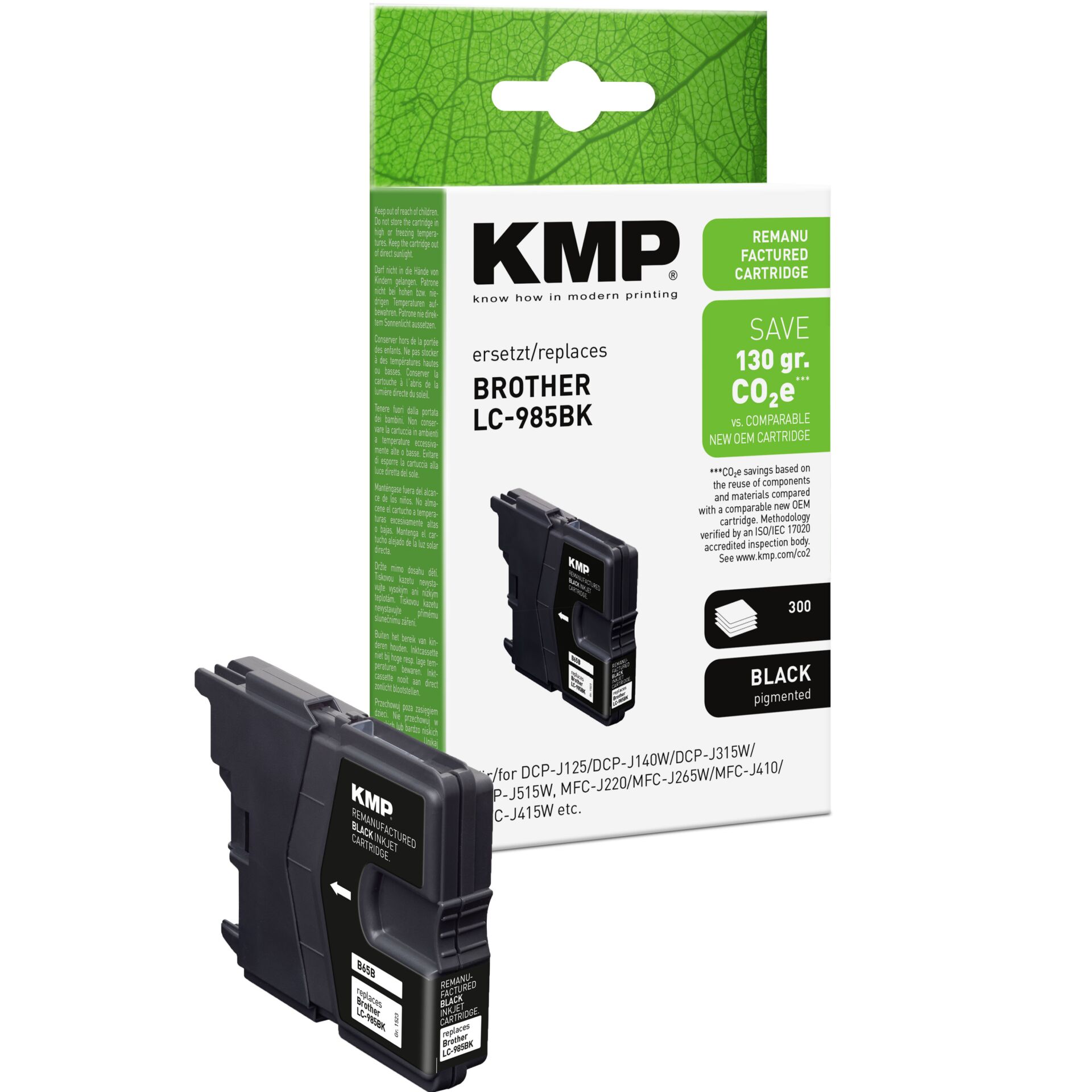 Adapter, Elektronik, Computer-Ausrüstung, Computerausrüstung, QR-Code, Tintenpatrone, KMP, Brothers LC-985BK, Schwarz pigmentiert, CO2-frei