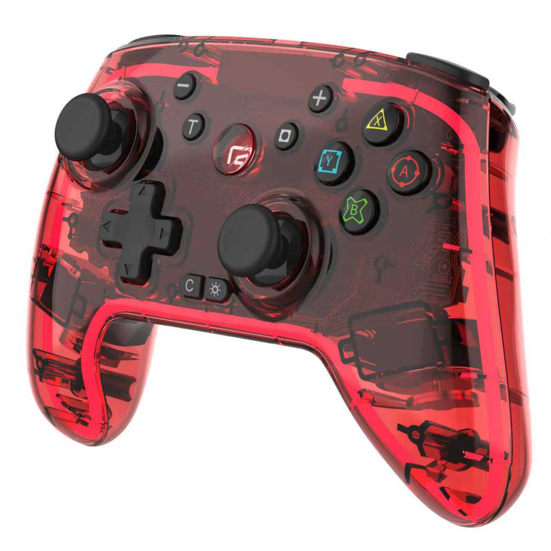 Gamepad, Controller, Wireless, Transparent, Red