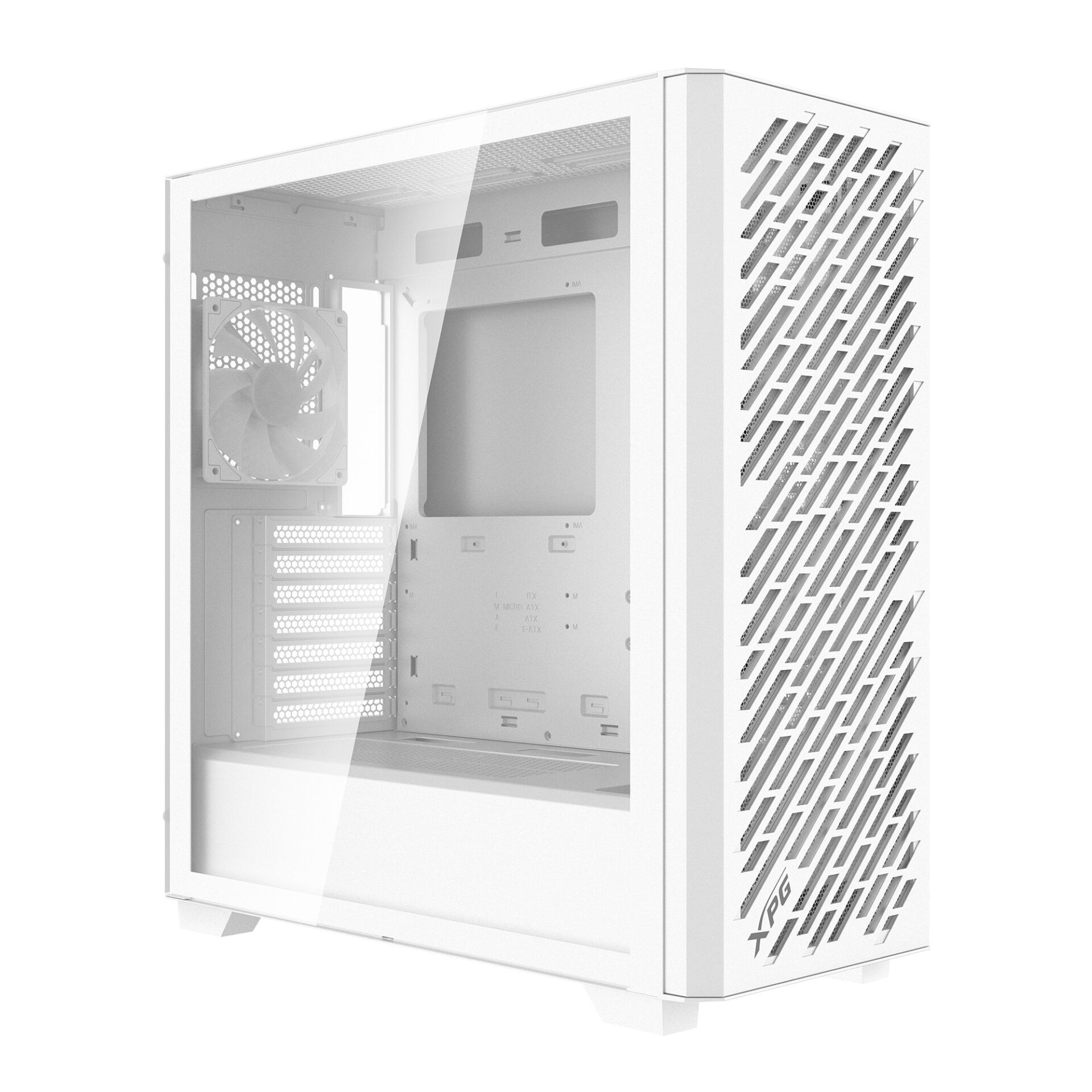 PC-Gehäuse, Mid-Tower, Mesh-Veredelung, Glas-Seitenfenster, White