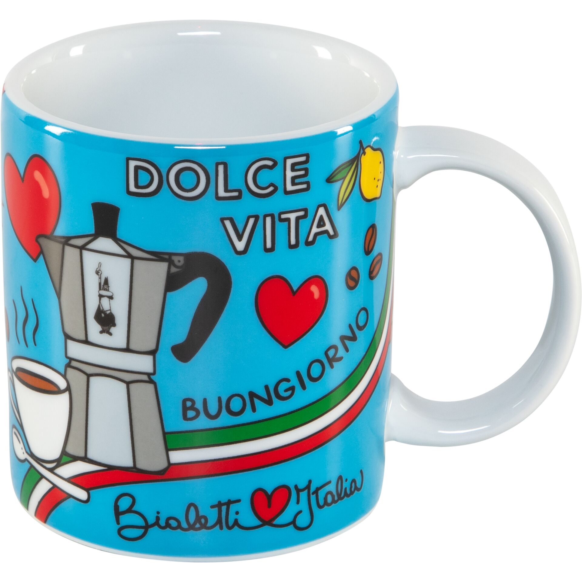 Becher, Kaffeebecher, blauer Becher, Italienisches Motiv, Grafik-Becher