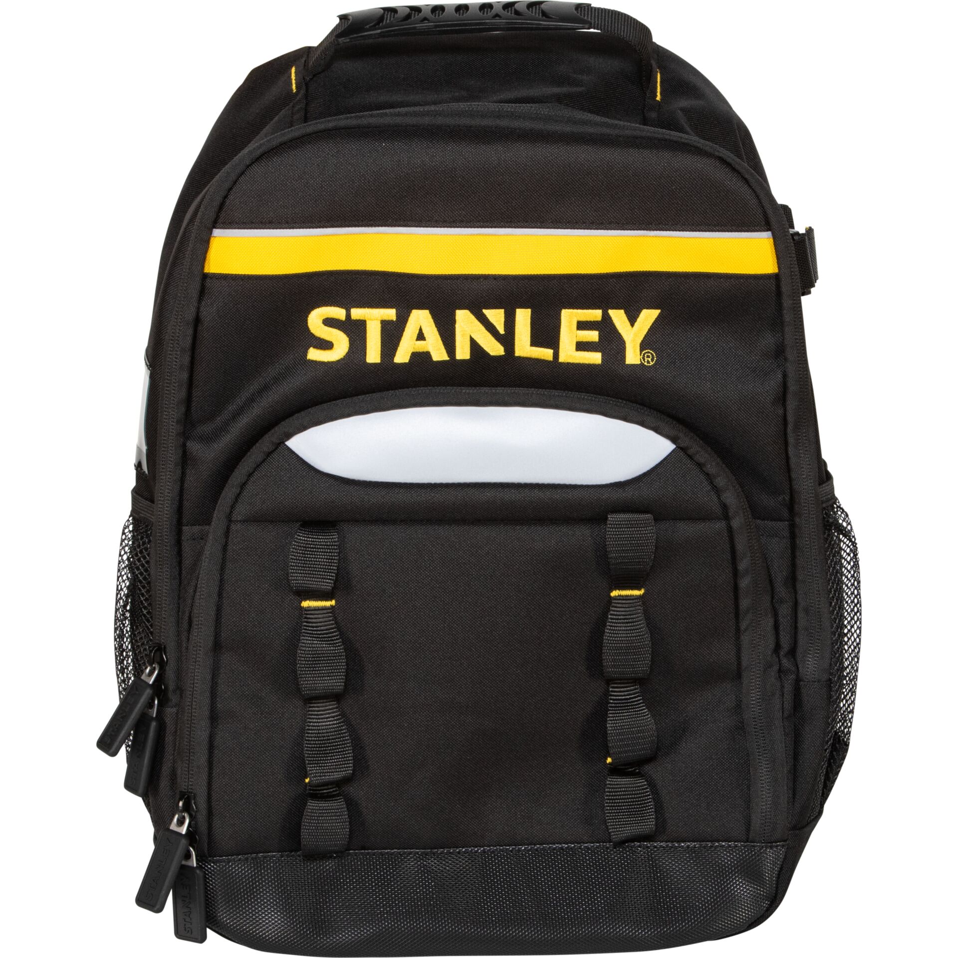 Rucksack, Backpack, Stanley, Schultergurt, Mesh-Seitenfach, Rucksack, Rucksack, Schwarz, Gelbe Streifen, Vordere Taschen