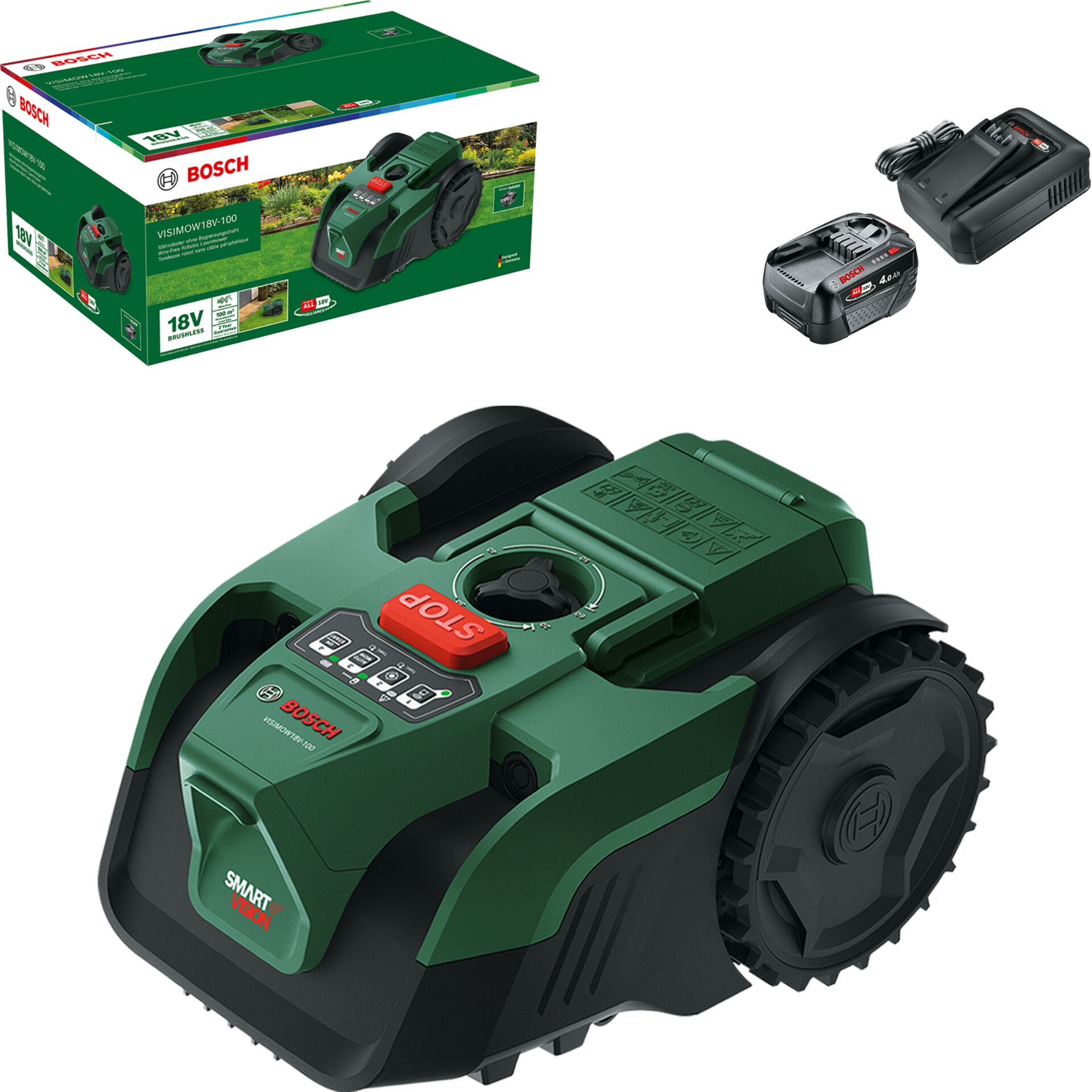 Akku-Rasenbahn, Rasenroboter, Bosch, 18V, Brushless