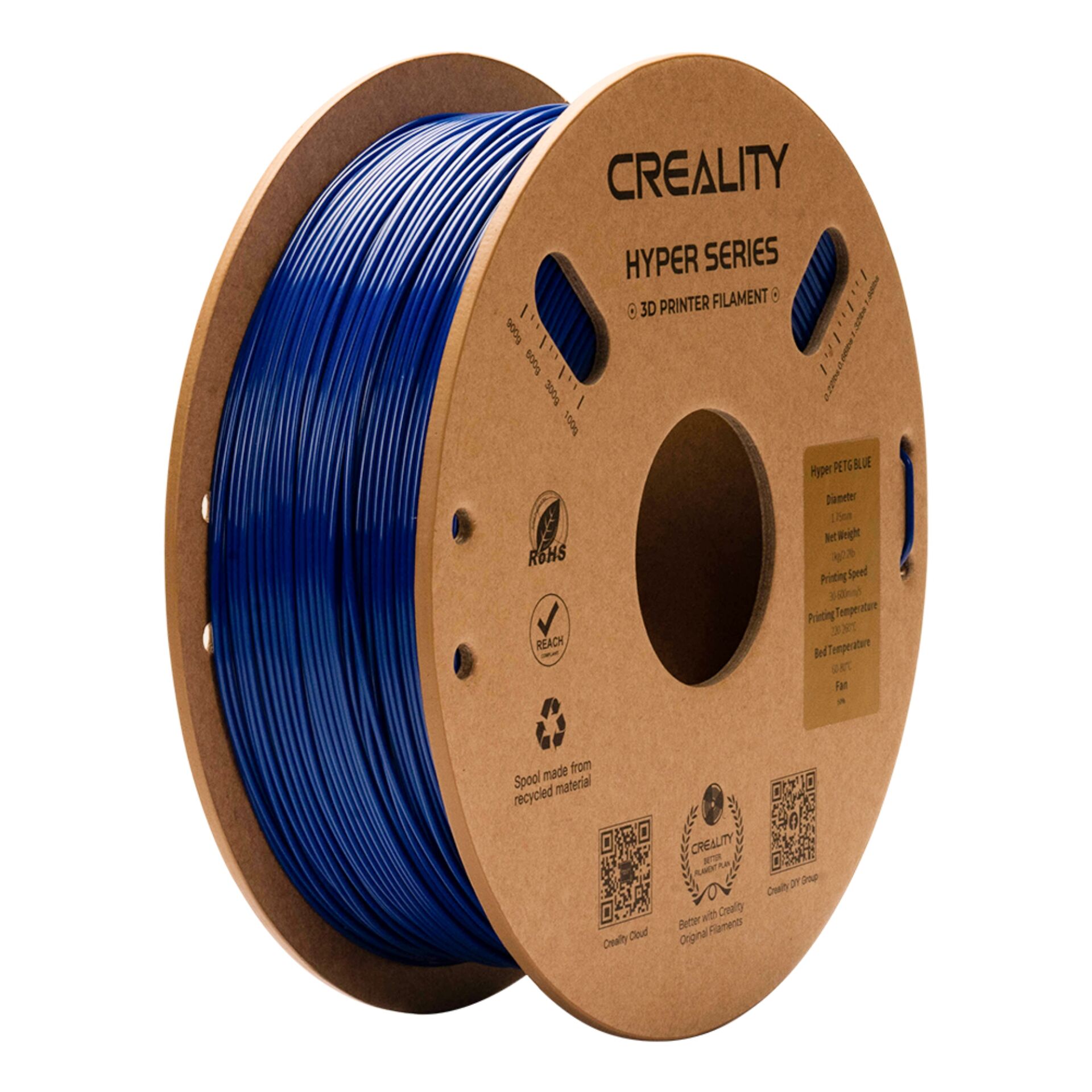 3D-Druck-Filament, PETG blau, blaues Filament, Spule, HYPER SERIES