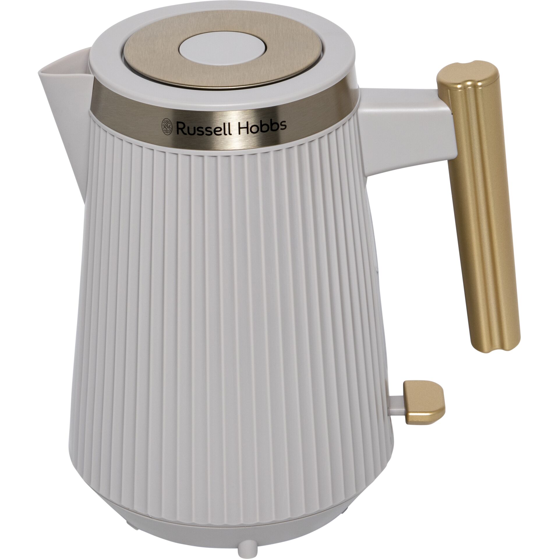 kettle, electric kettle, grooved, gray, gold handle