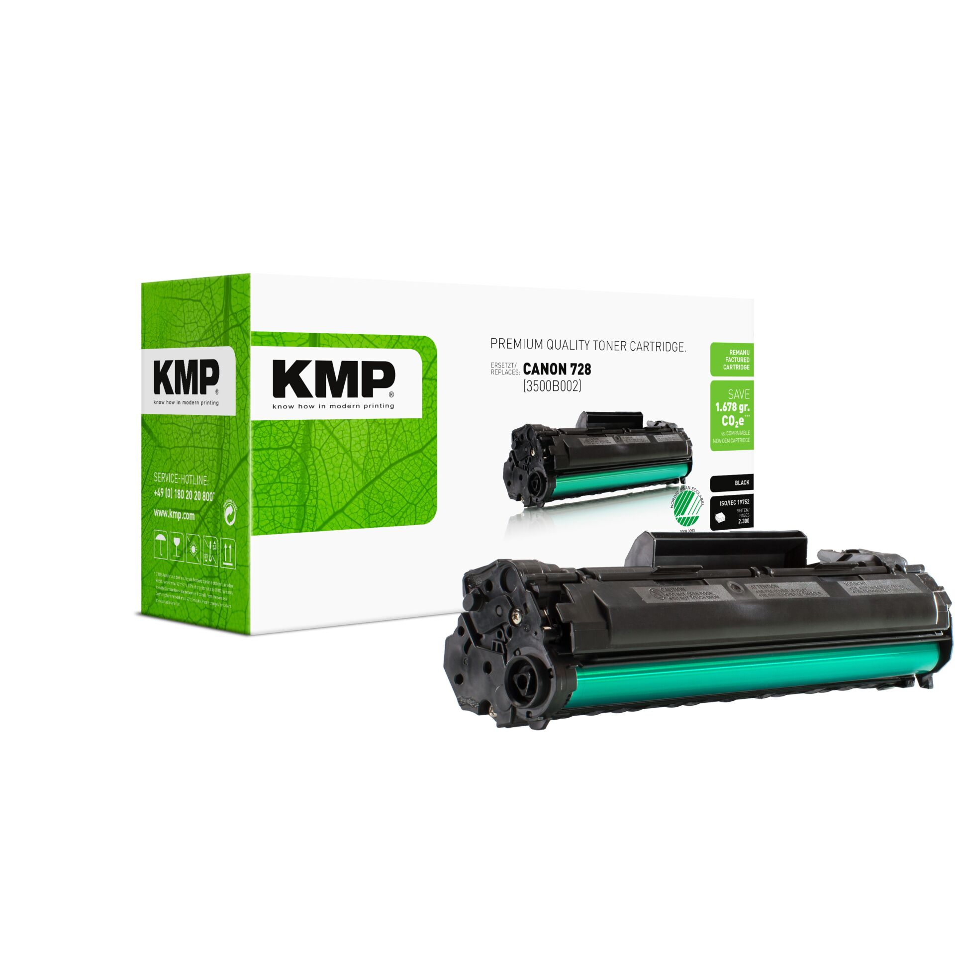 Maschine, Computerausrüstung, Elektronik, Hardware, Tonerpatrone, KMP Patrone, Canon 728 kompatibel, Grüner Toner, Schwarze Patrone