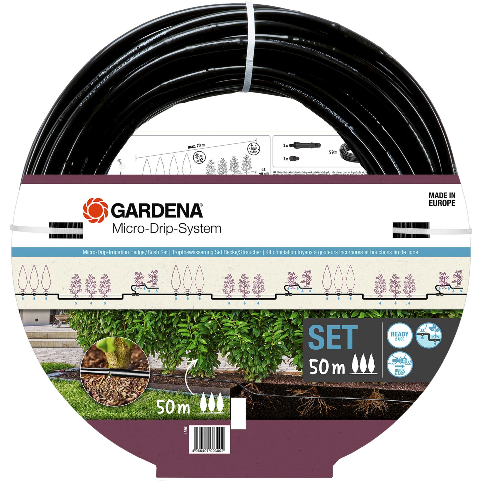 Gardena Micro-Drip-System  Set Hecke/Sträucher 50m