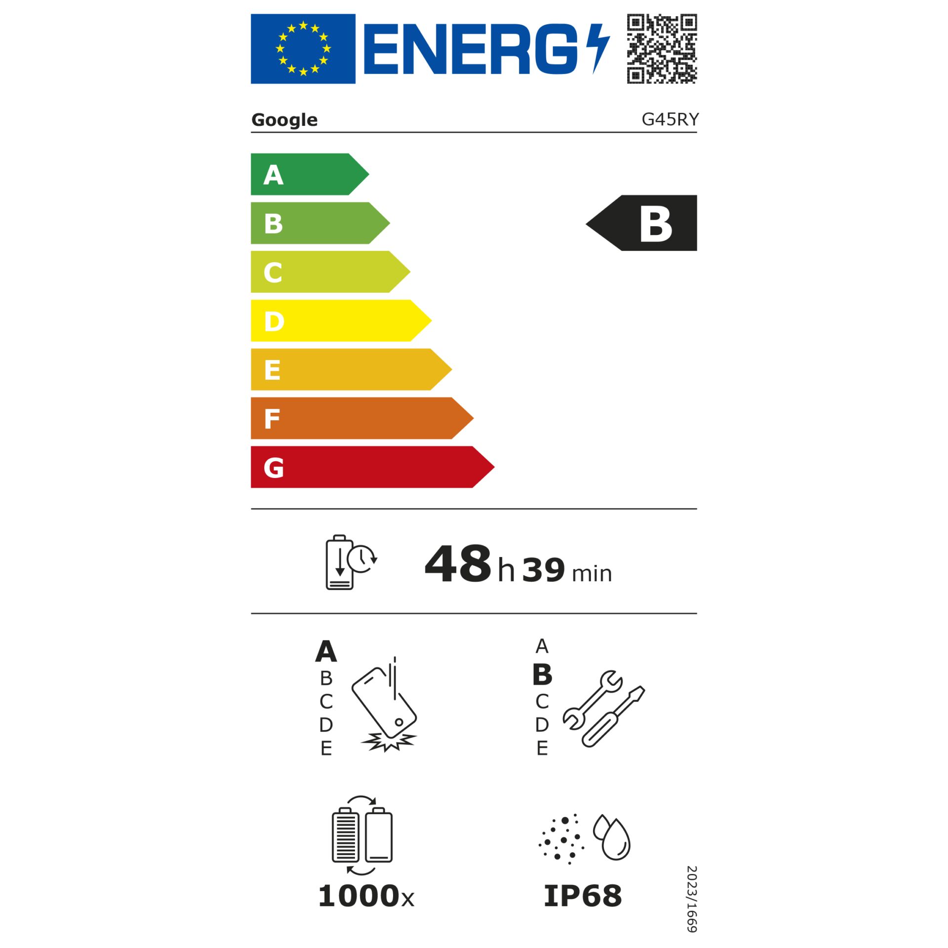 Energieeffizienz, Brenndauer, 48 h 39 min, Energieeffizienzskala, LED-Anzeige