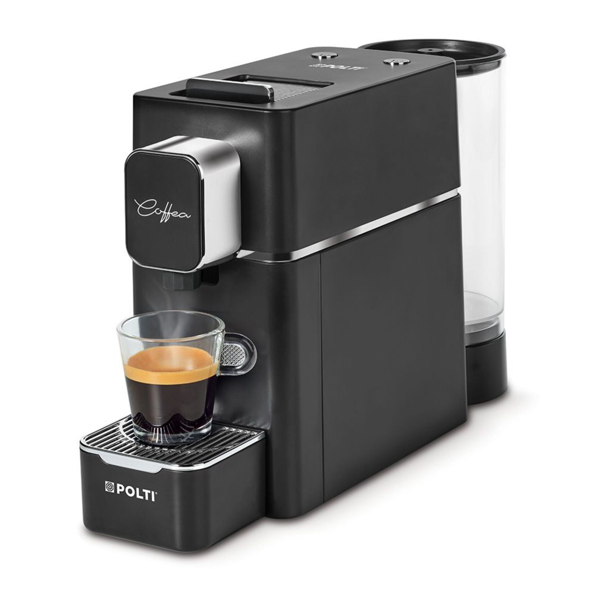 Espressomaschine, Kapselmaschine, schwarz, Wassertank, Tropfschale