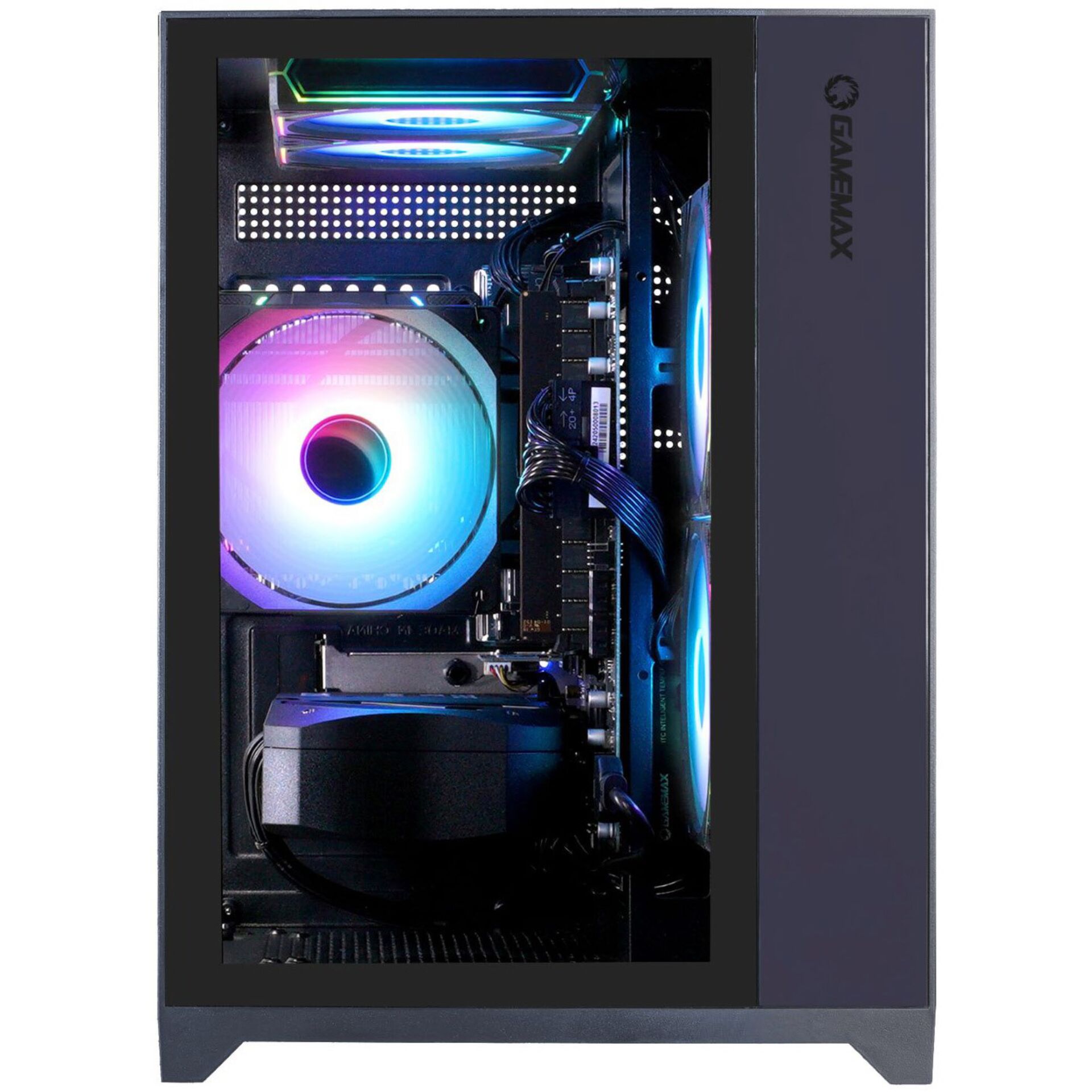 Gaming-PC, RGB-Lüfter, Mid-Tower, Liquide-Kühlung, PCIe-Komponenten