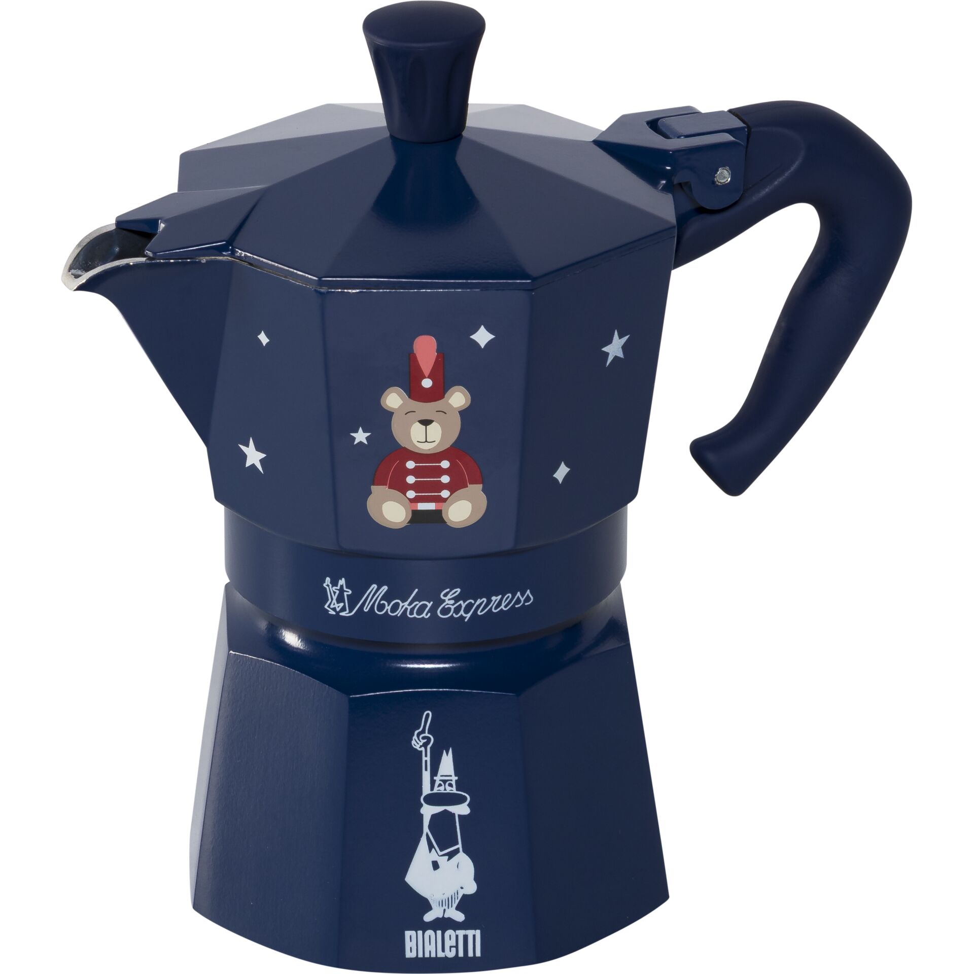 Kaffeekanne, Mokkakanne, Metall, Nachtblau, Tiermotiv