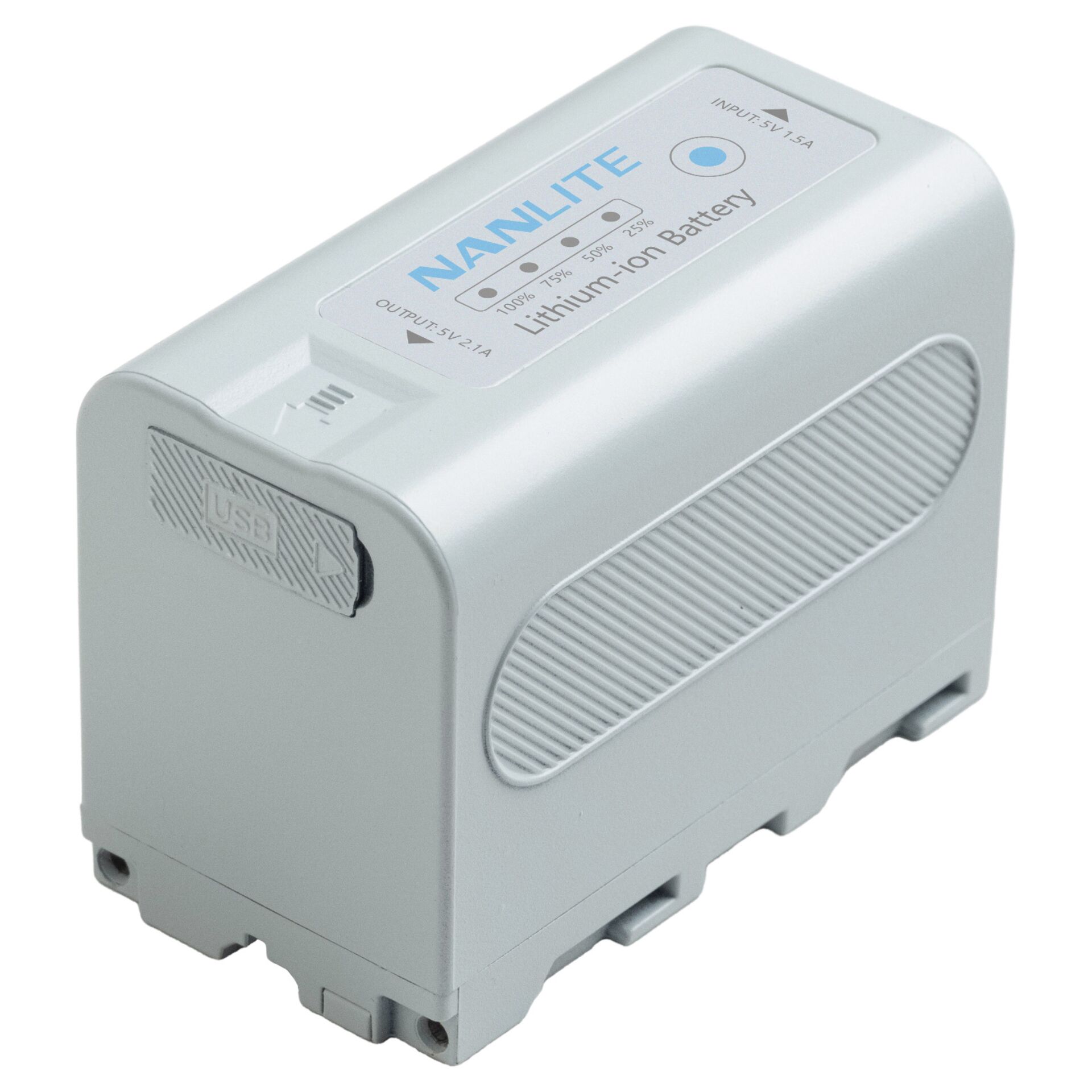 Lithium-Ion Akku, Batterie-Modul, USB Port, Wiederaufladbar, Grau