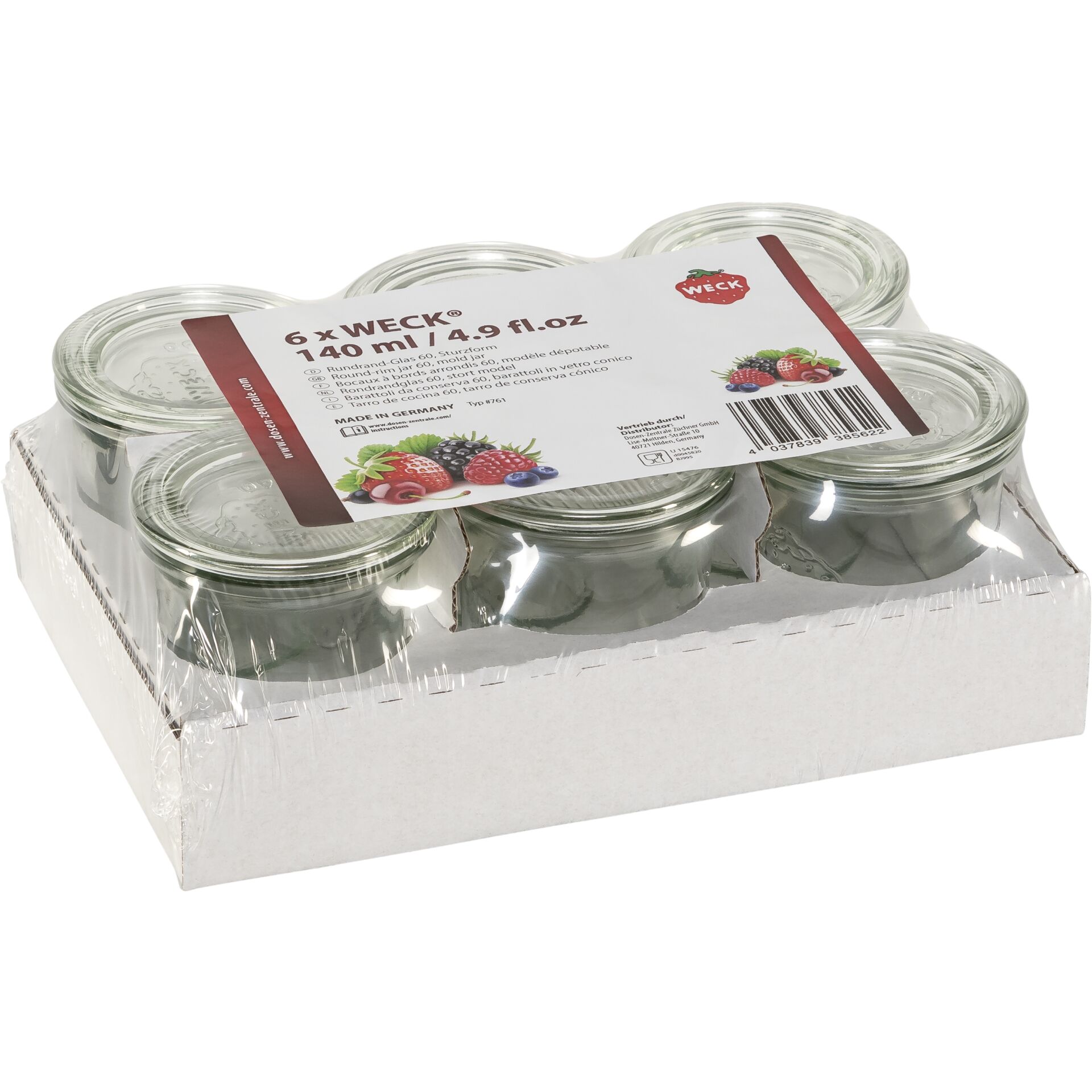 Glasbehälter, Einmachgläser, 6er-Pack, Konservengläser, leere Gläser