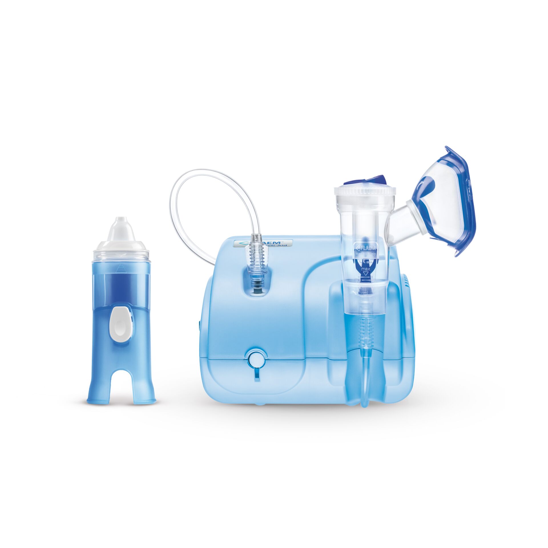 Inhalationsgerät, Nasen-/Mundschlauch, Nebelspender, Kompakt-Design, Blaues Gerät