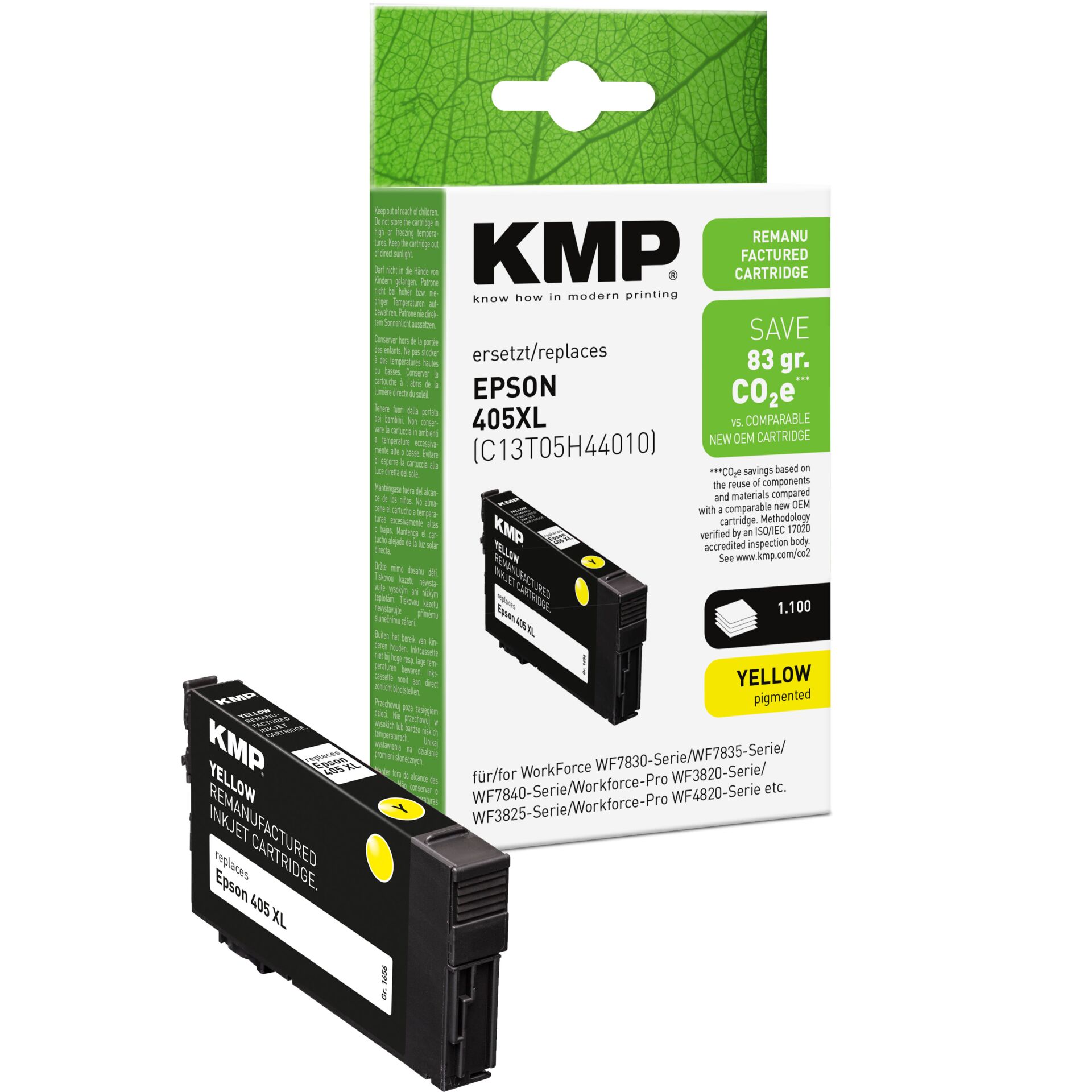 Adapter, Elektronik, Computer-Ausrüstung, Computerausrüstung, QR-Code, Tintenpatrone, KMP, EPSON Ersatz, Gelb, CO2-einsparung