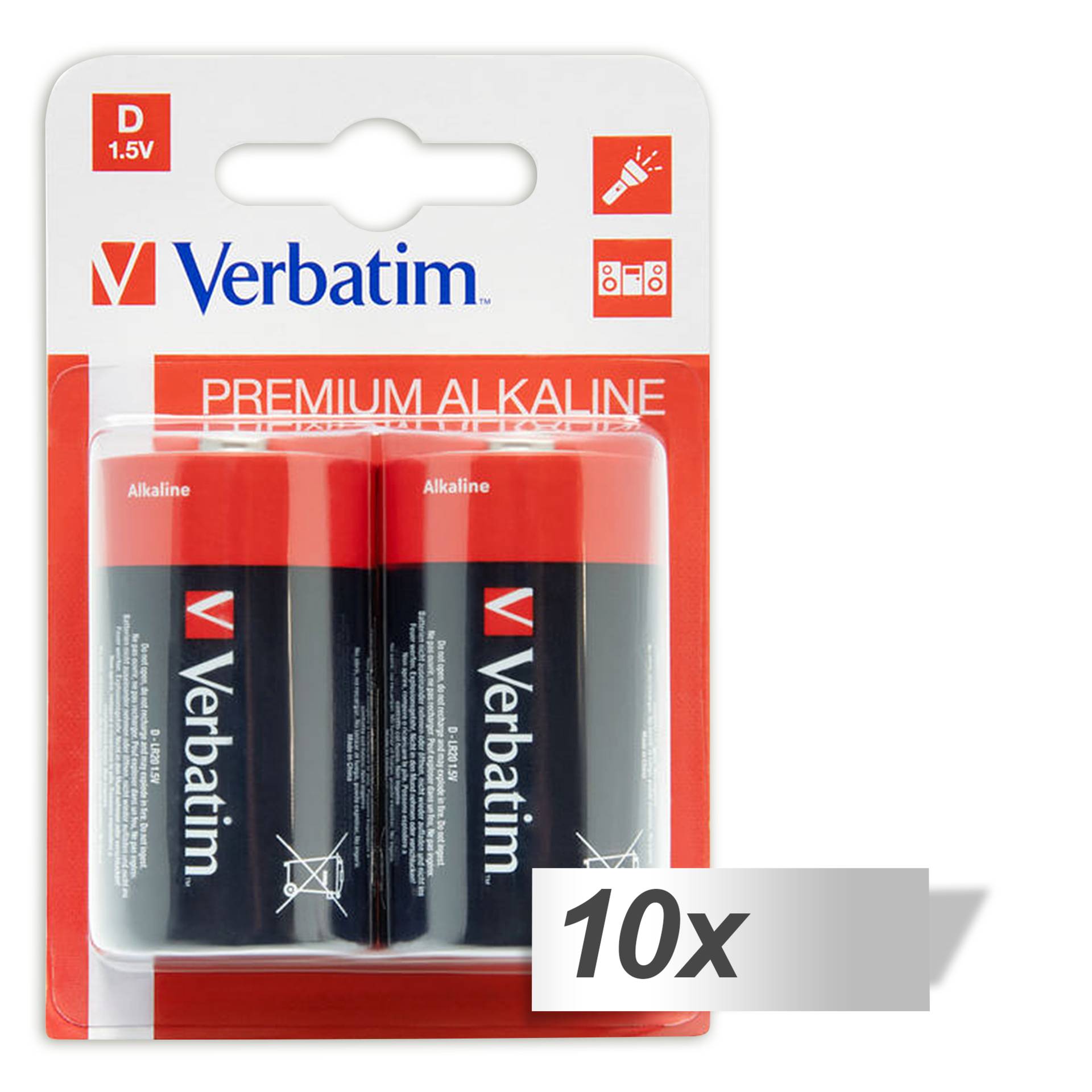 10x2 Verbatim Alkaline Batterie  Mono D LR 20               49923