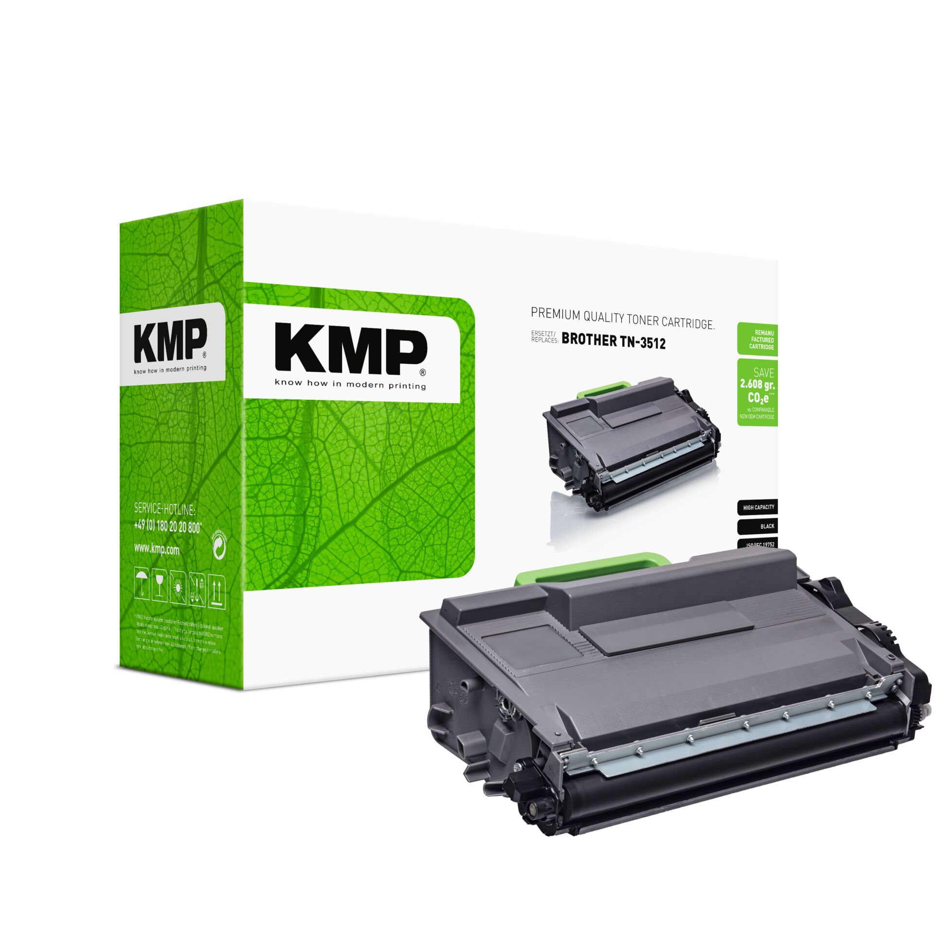Computerausrüstung, Elektronik, Hardware, Maschine, Adapter, Tonerpatrone, Druckerzubehör, Schwarzer Toner, Brother TN-3512, KMP-Verpackung
