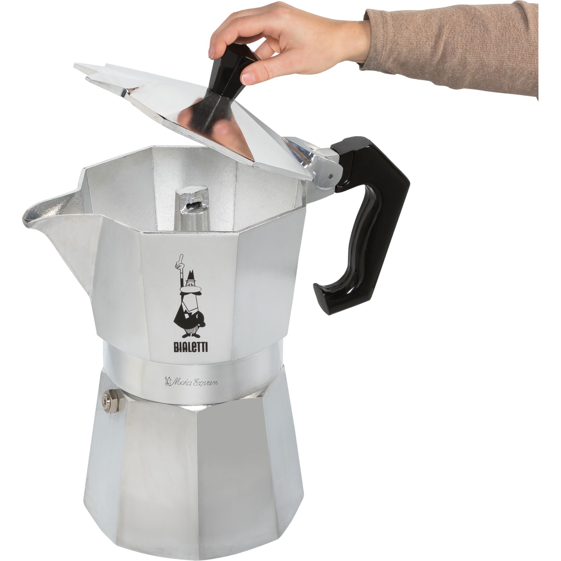 Espresso machine, Kaffeemaker, Aluminium, manuelle Bedienung, Kupfer/Chrom-Optik