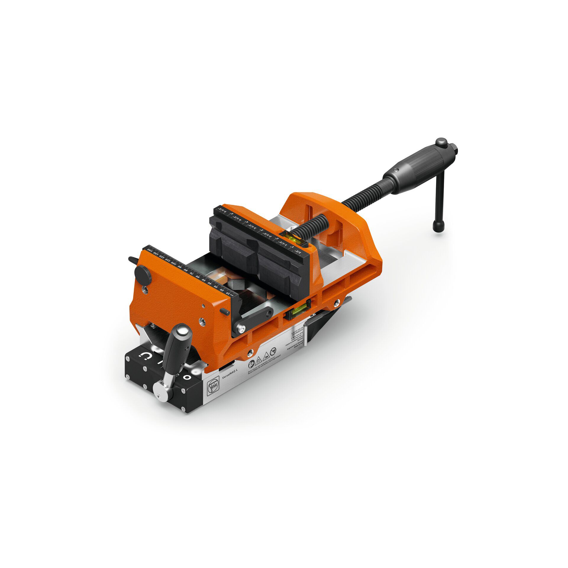 Kantenpresse, Schneidvorrichtung, Handbetrieb, orange, Zugspanner