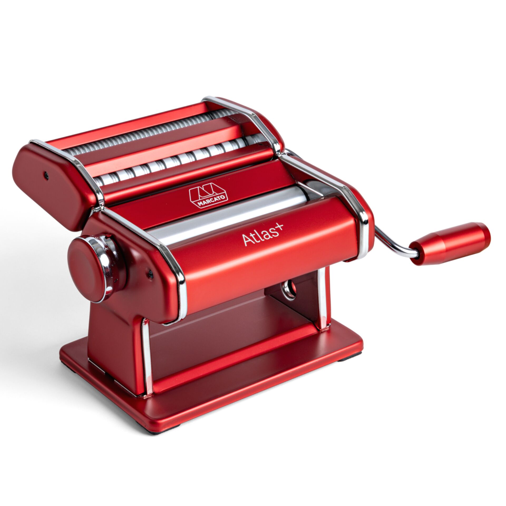 Pasta Maschine, Nudelmaschine, Manuelle Küchenmaschine, Rot, Atlas+, Pasta machine, Red metal, Manual device, Nudiformer, Kitchen tool