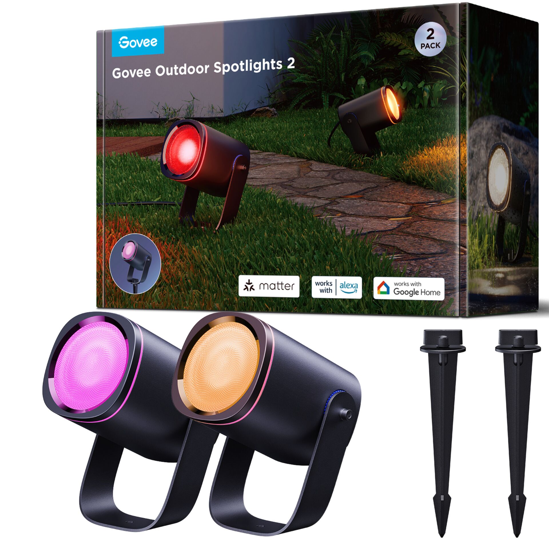 Govee Outdoor Lights, Spotlights, LED lights, Gartenbeleuchtung, 2er Pack