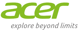 Acer-Logo, grüner Schriftzug, grauer Slogan