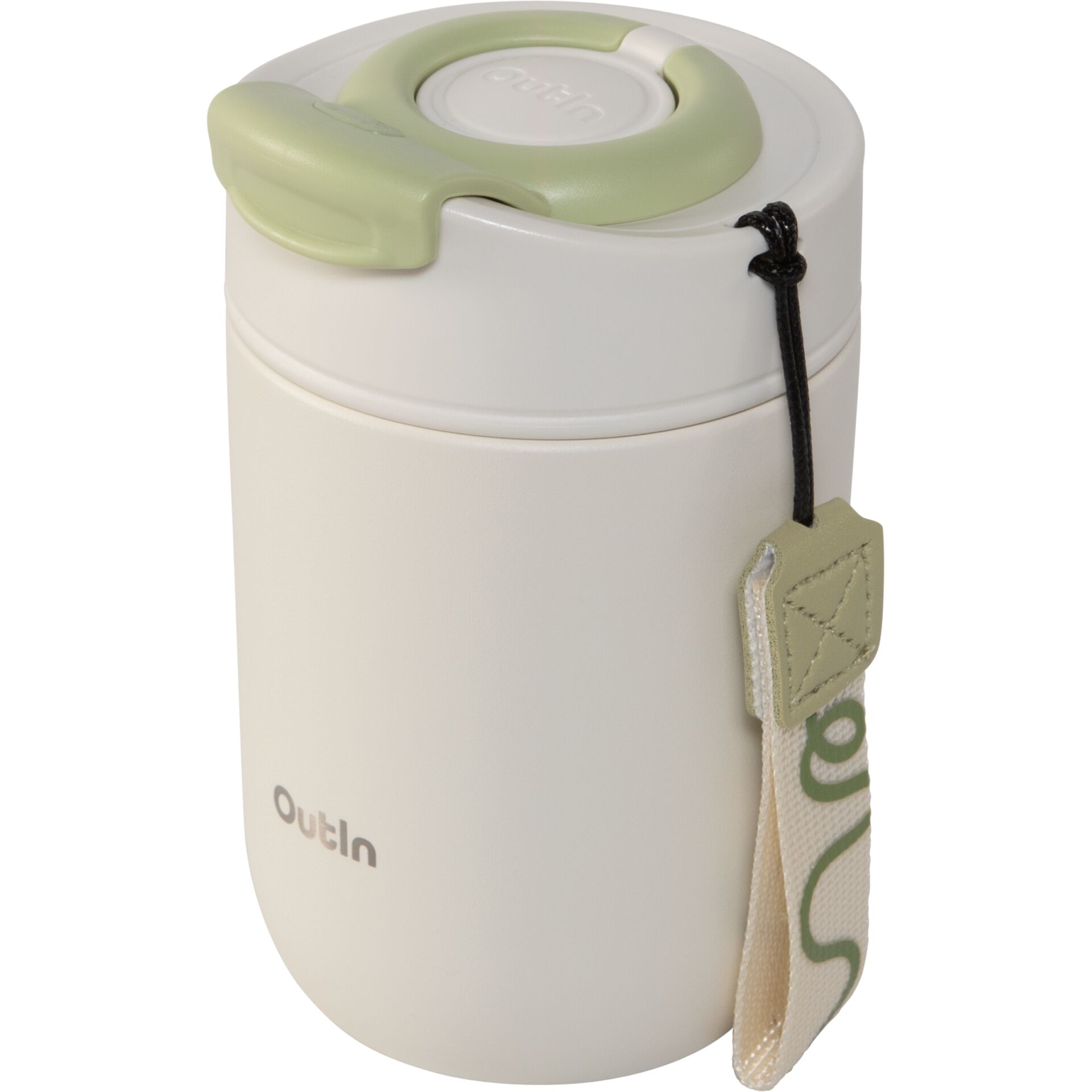 trinkflasche, isolierte flasche, grün, werkstoff, griffband