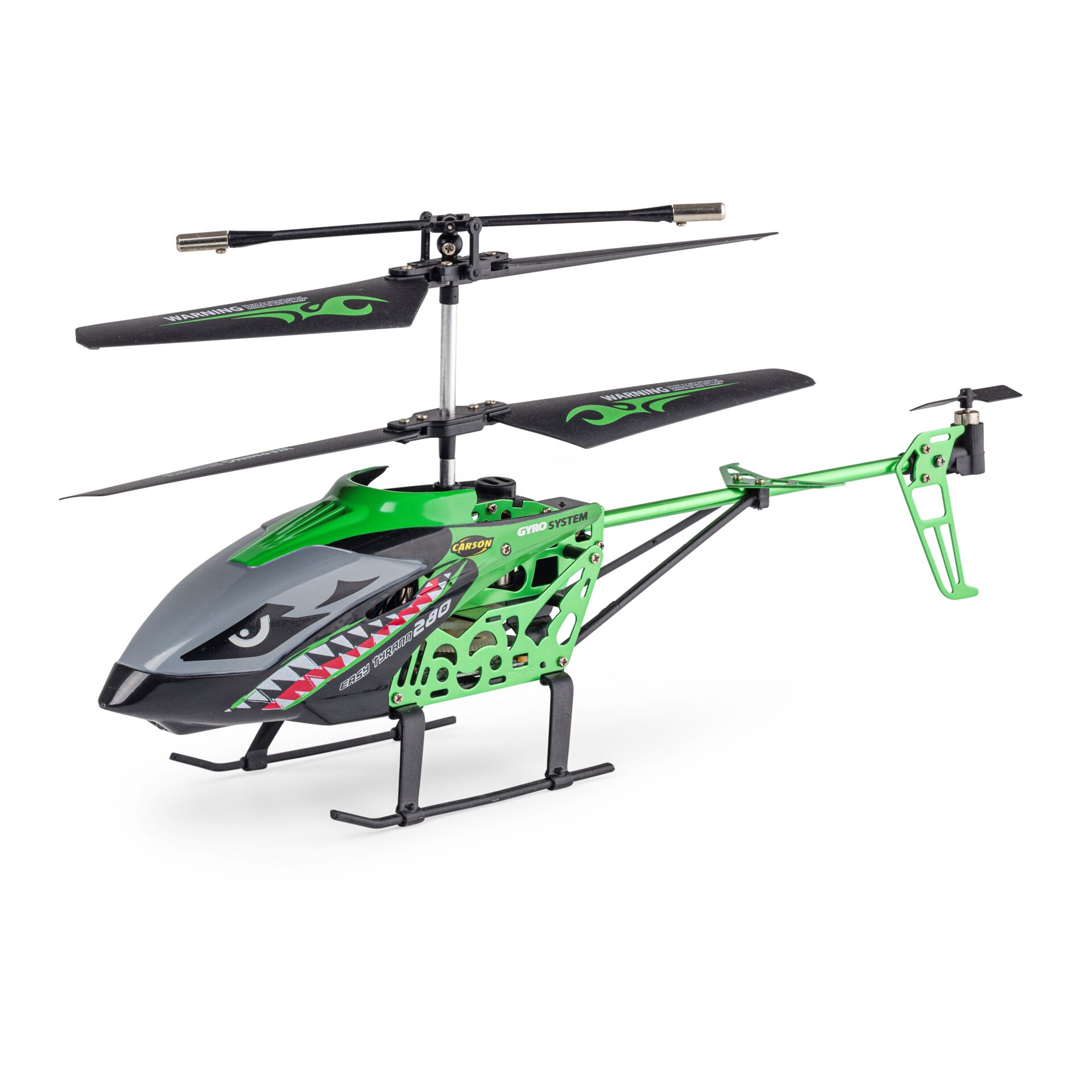 RC-Hubschrauber, grüner Hubschrauber, metallische Foliengrafik, Doppelschraubenrotor, Landungsfahrwerk