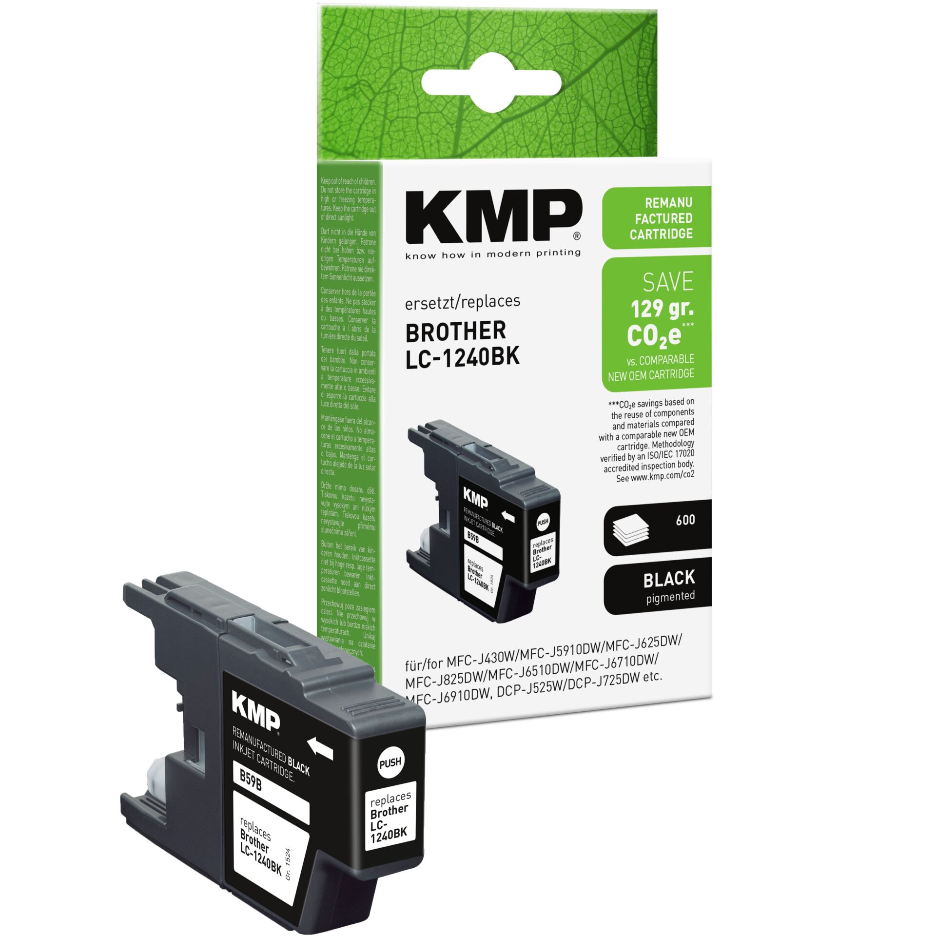 Adapter, Elektronik, Computer-Ausrüstung, Computerausrüstung, QR-Code, Tintenpatrone, KMP, Brother LC-1240BK, Kompaktheur, Pigmenttinte