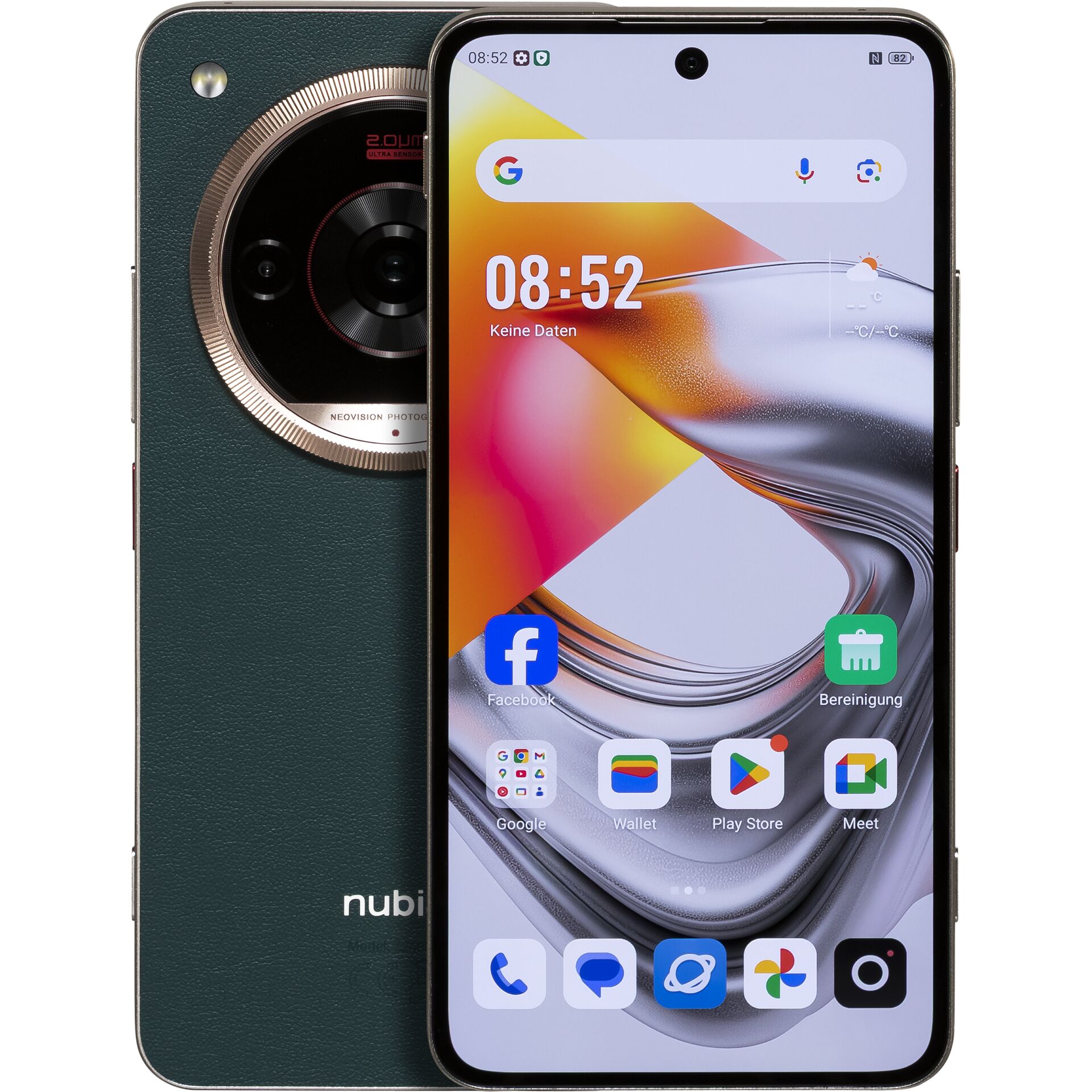 Smartphone, Dual-camera, Android, Grüner Rücken, Frontkamera-Loch