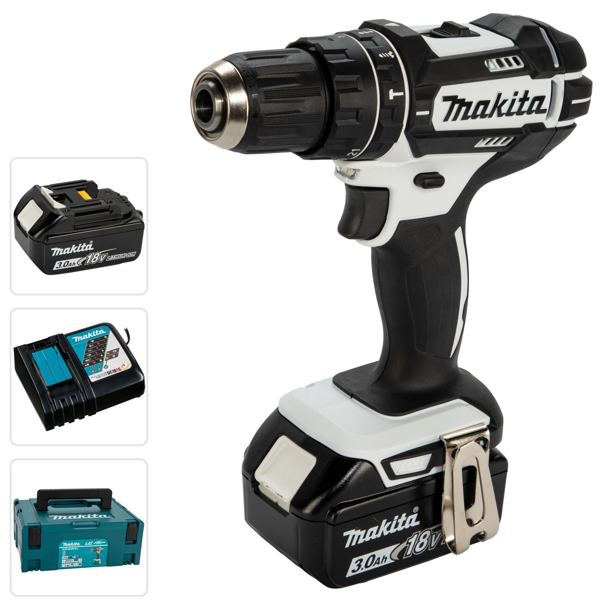 Akku-Bohrschrauber, Drahtlos, 18V, Makita, Schaftbohrer, Akkuschrauber, Bohrschrauber, 18V, Li-Ion, Handwerkzeug