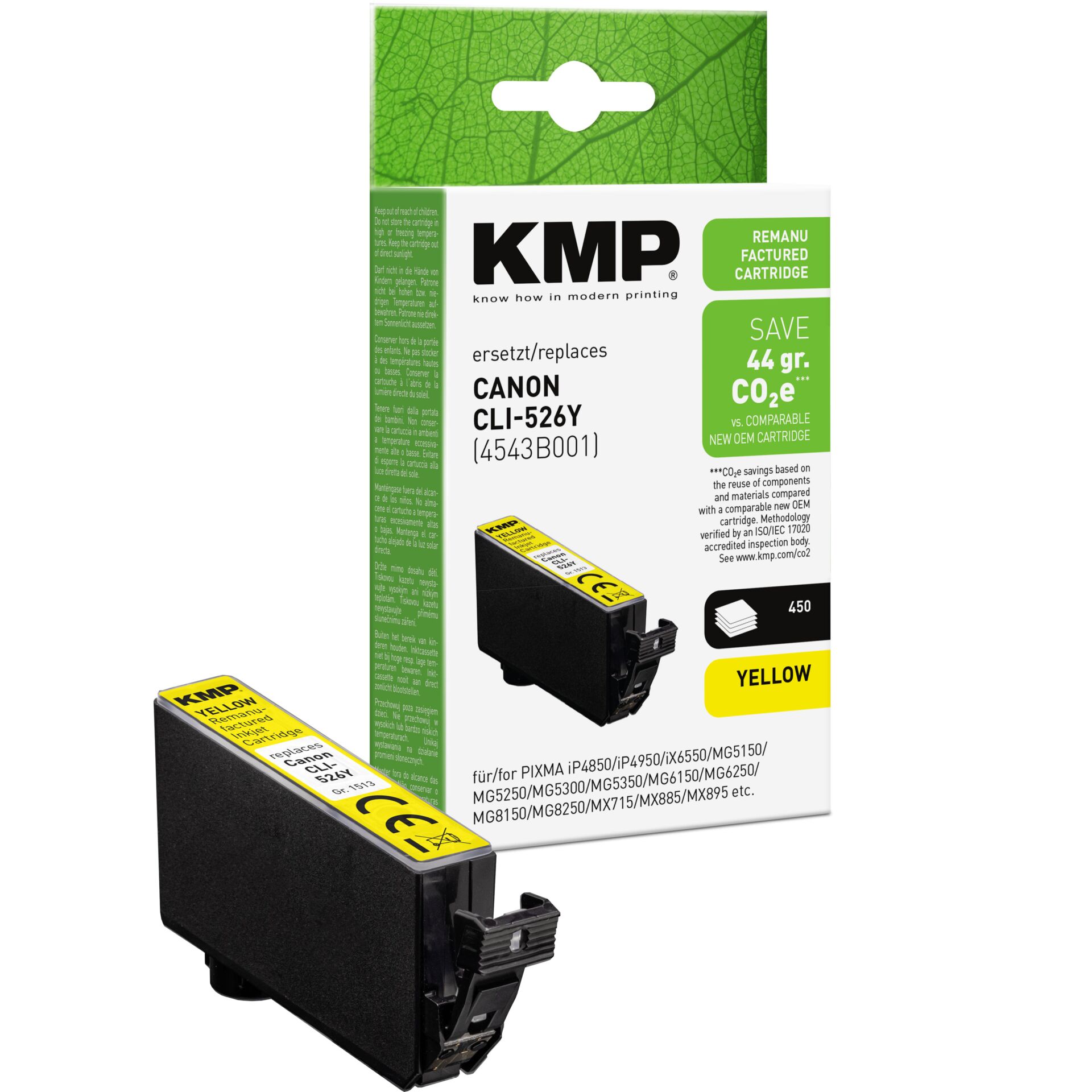 Adapter, Elektronik, Tintenpatrone, Canon, KMP, Gelb, CO2-neutral