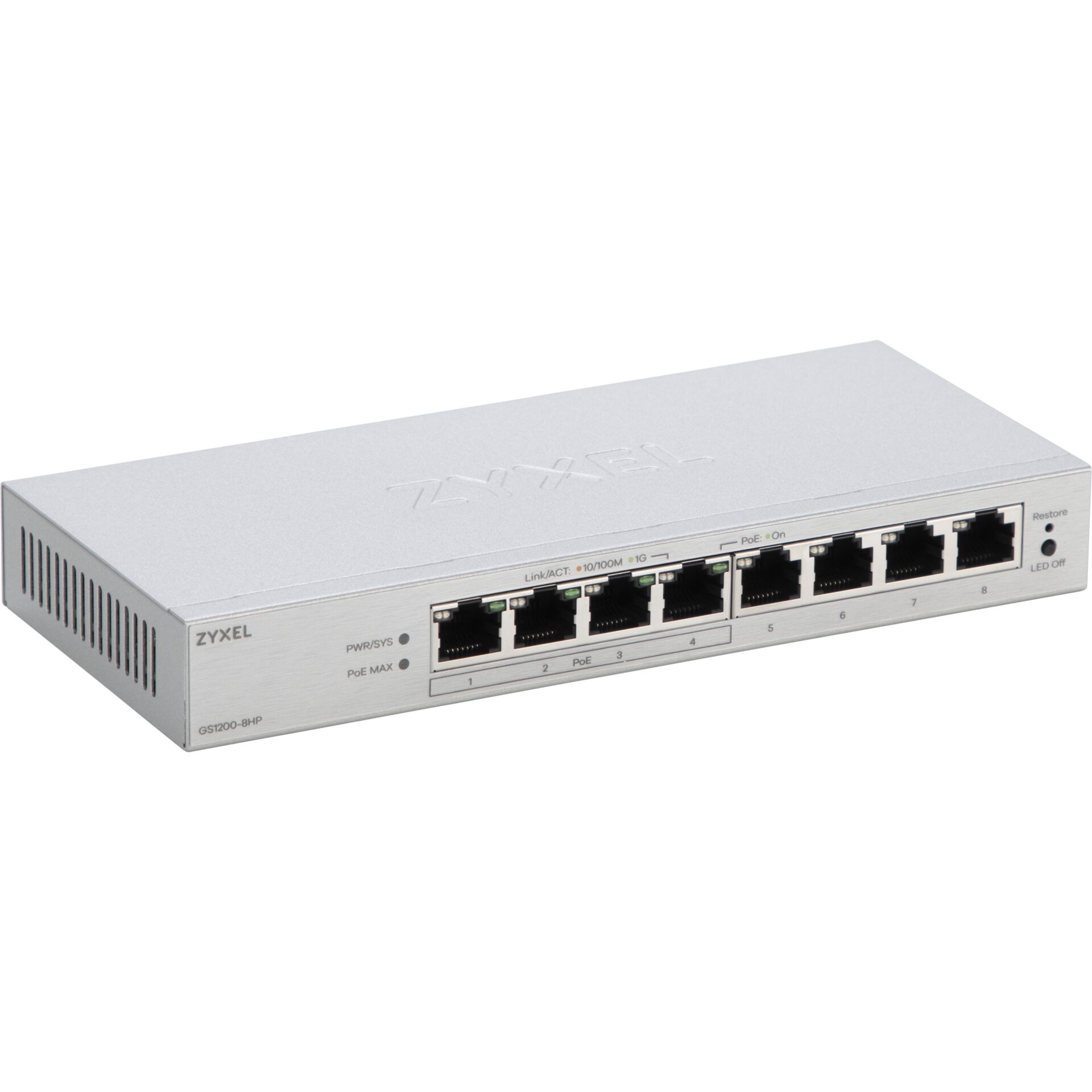 PoE Switch, 8-Port, Managed, Gigabit, Metallgehäuse