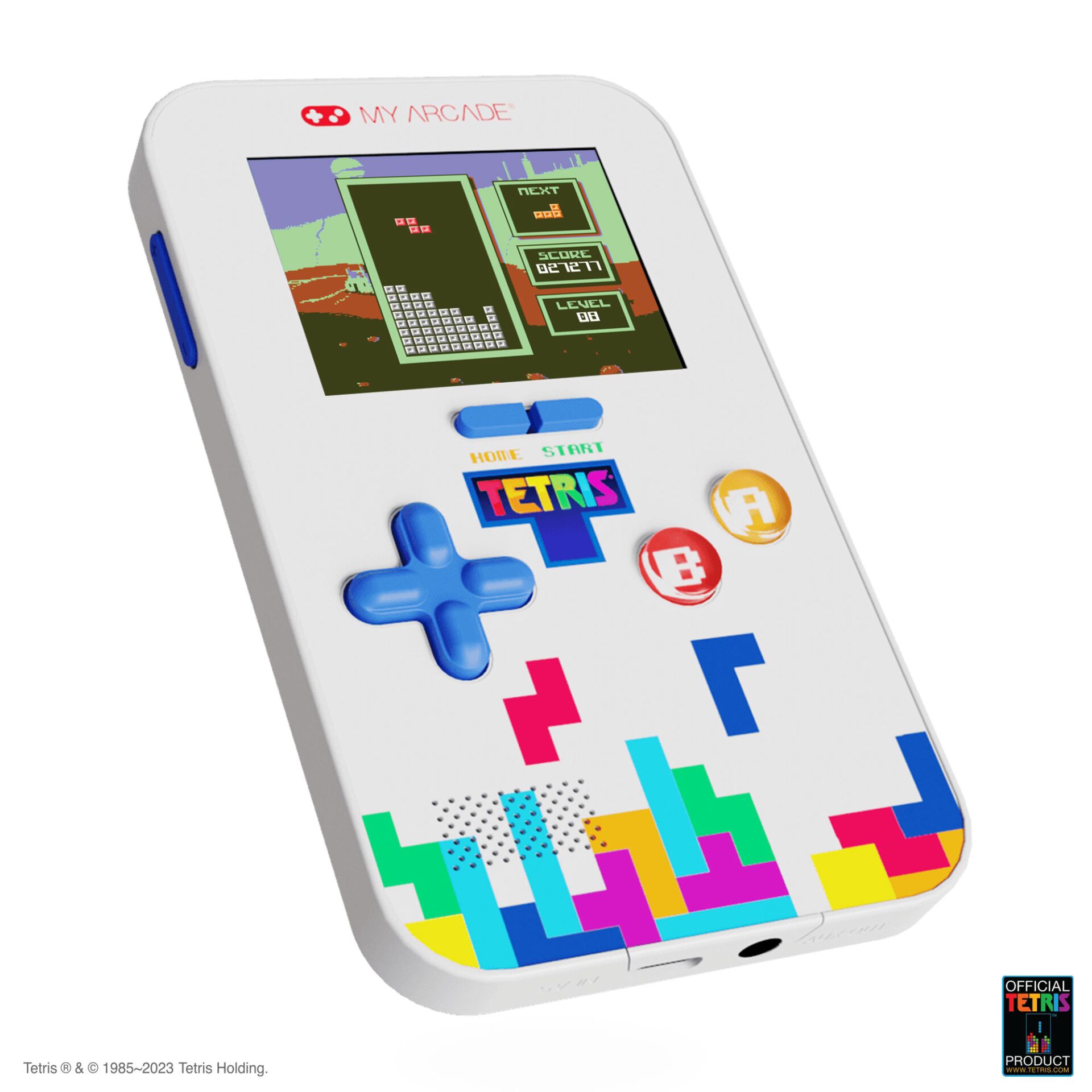 Handheld gaming, Portables Konsole, Tetris, Spielschnittstelle, buntes Design