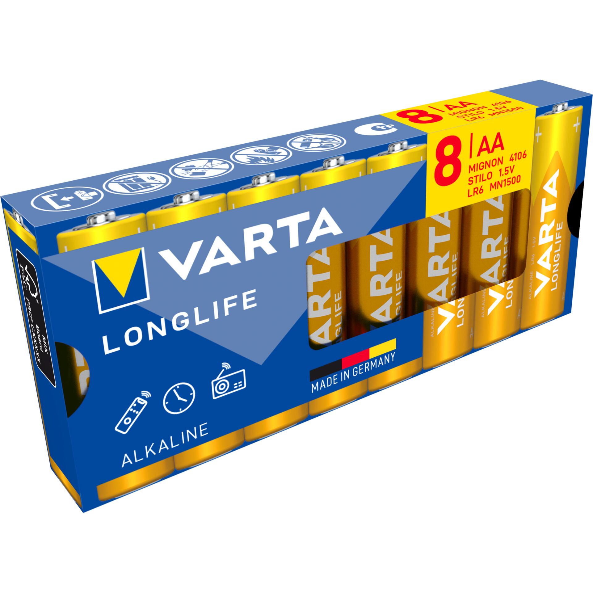 AA-Batterien, Alkaline, Batteriepack, Longlife, 4-Stück