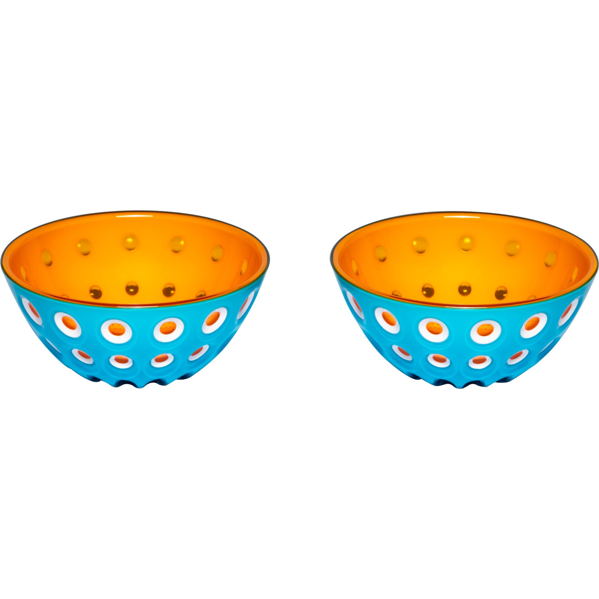 Schüssel, Schüsseln, Lochmuster, blau, orange