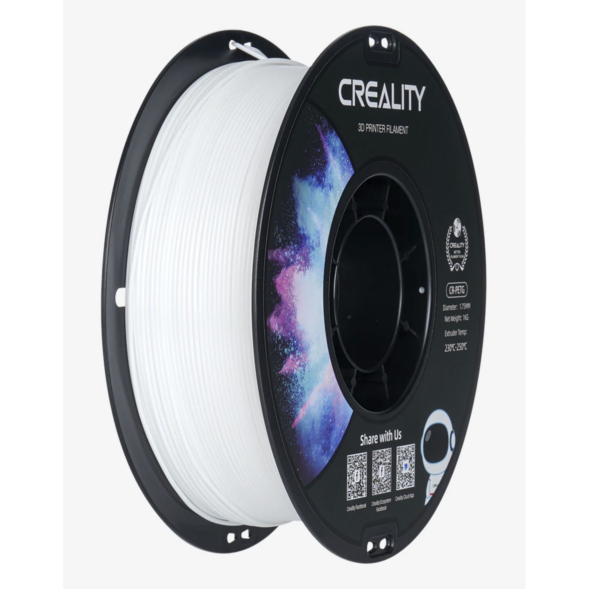 3D printing filament, PLA filament, white filament, printing material, spool