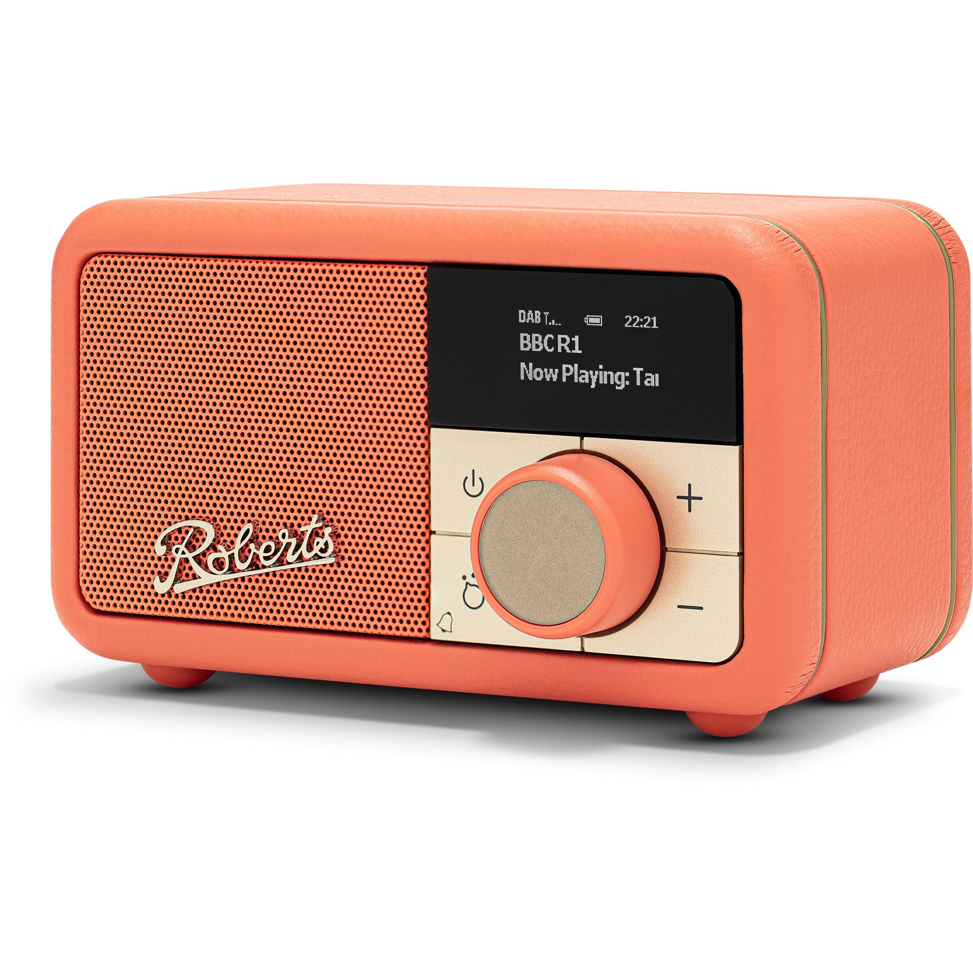 Radio, tragbar, orange, Lautsprecher, Drehknopf