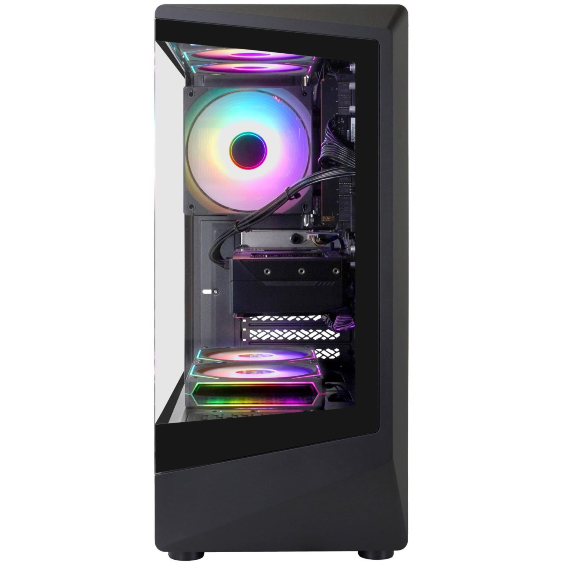 Gaming-PC, PC-Gehäuse, Schwarzes Gehäuse, RGB-Beleuchtung, Glasseitenwand
