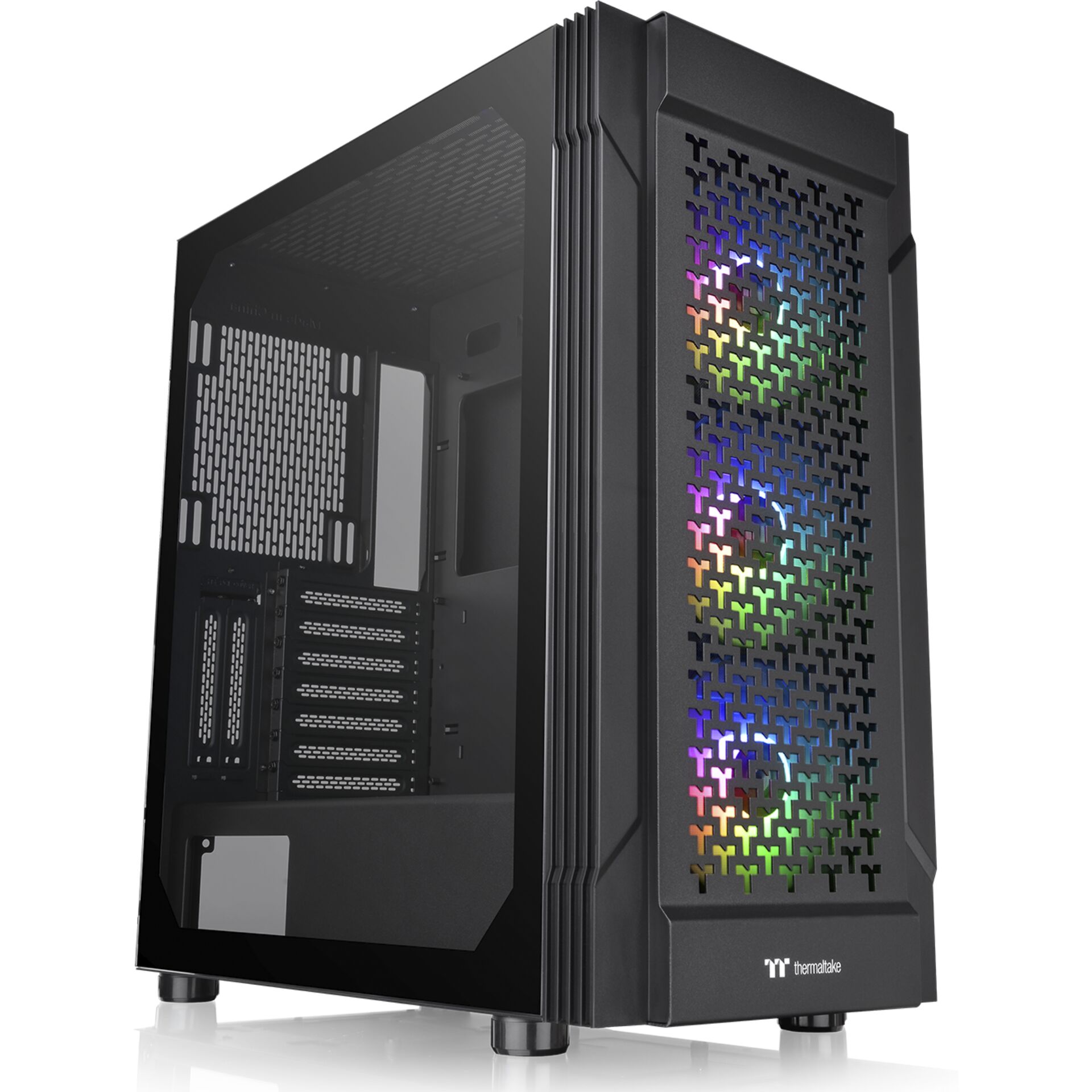 PC-Gehäuse, Mid-Tower, RGB-Beleuchtung, Mesh-Front, Gehäuse mit Tempered Glass