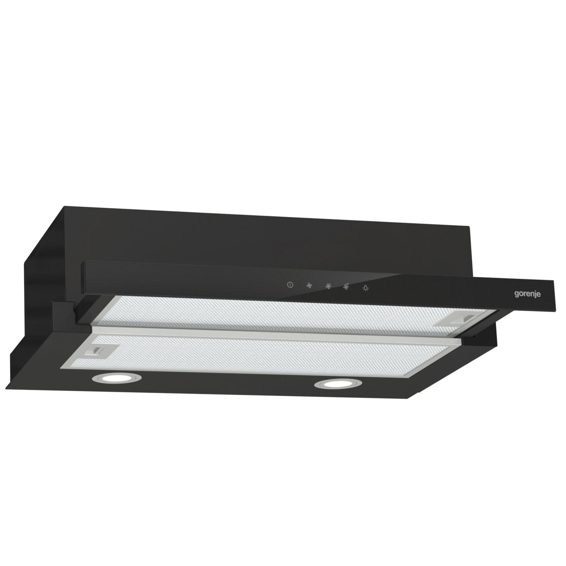 Dunstabzugshaube, Küchenhaube, schwarz, LED-Beleuchtung, glänzende Oberfläche