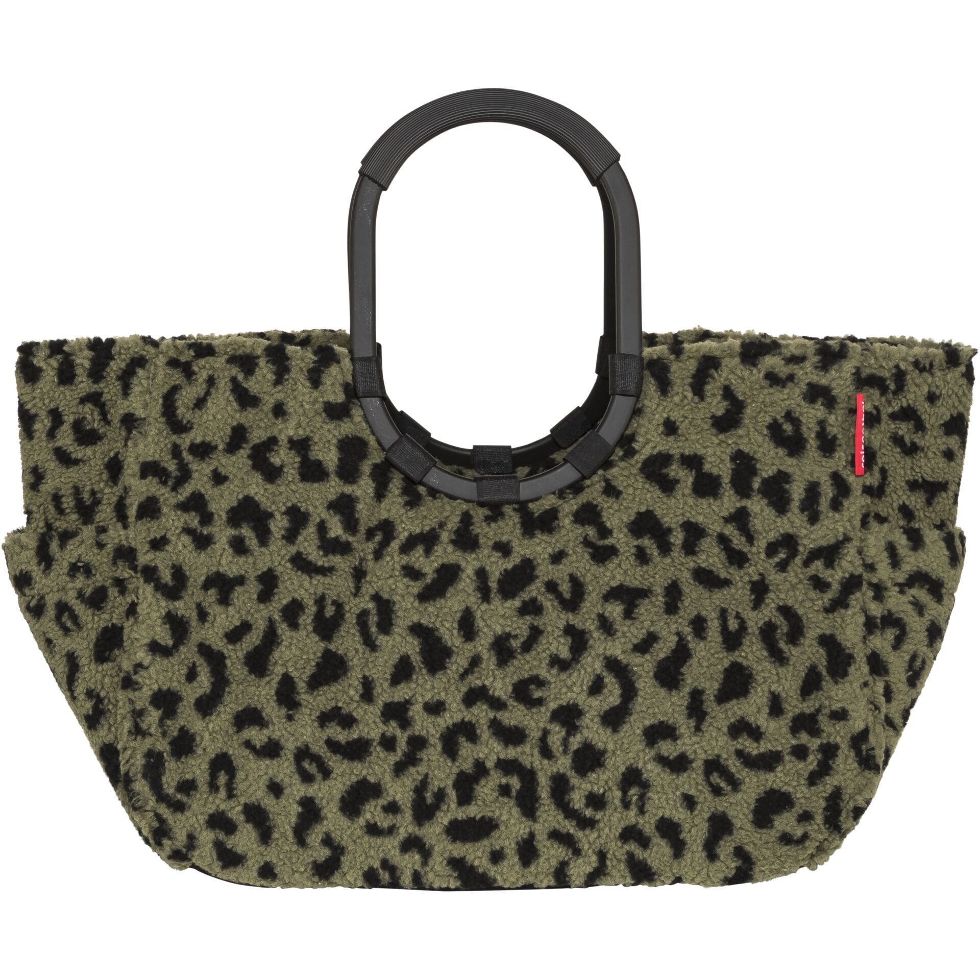 Tasche, Clutch, Leoparden Muster, Felloptik, Rundgriff