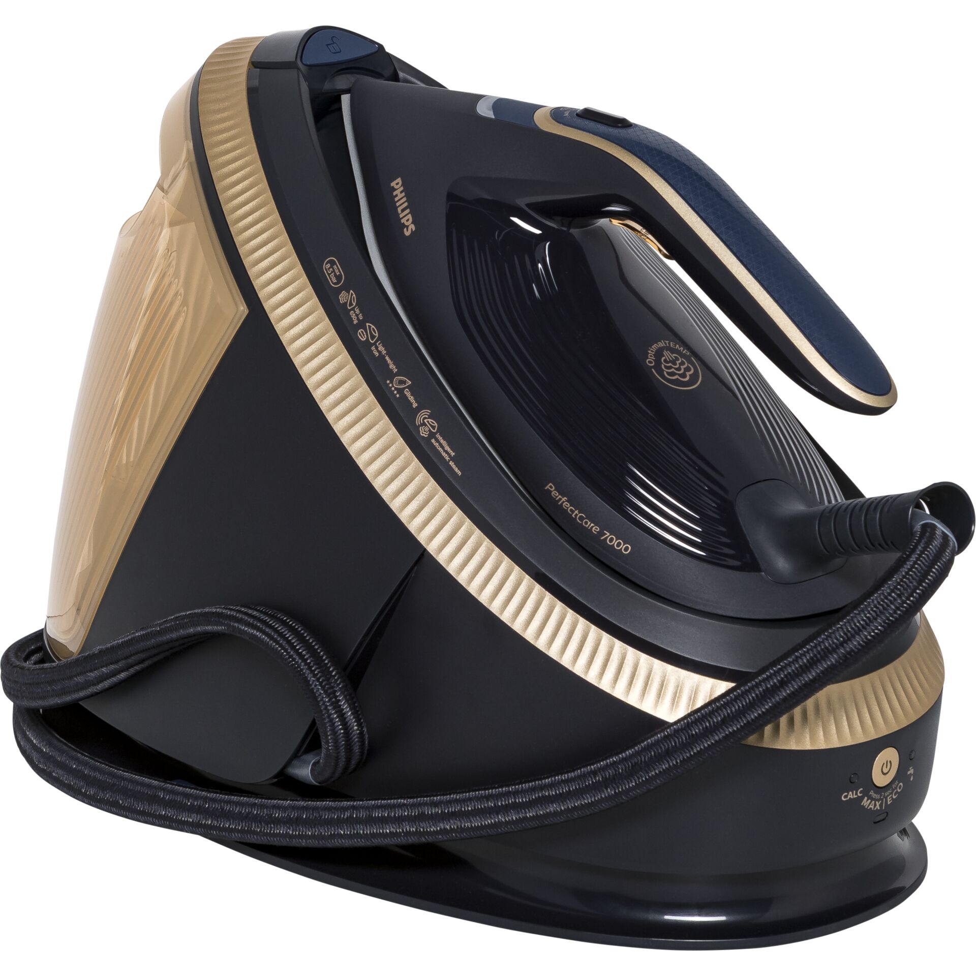 Dampfbügeleisen, Industrielles Dampfsystem, Gold/Beige Akzente, Elektrischer Dampfer, Glide-Sohle