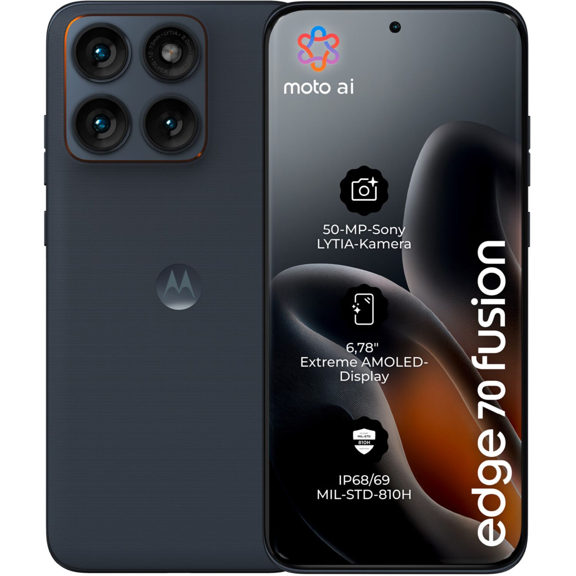 Smartphone, Dreifach-Kamera, Plastichülle, Dunkelblau, 6,78 Zoll