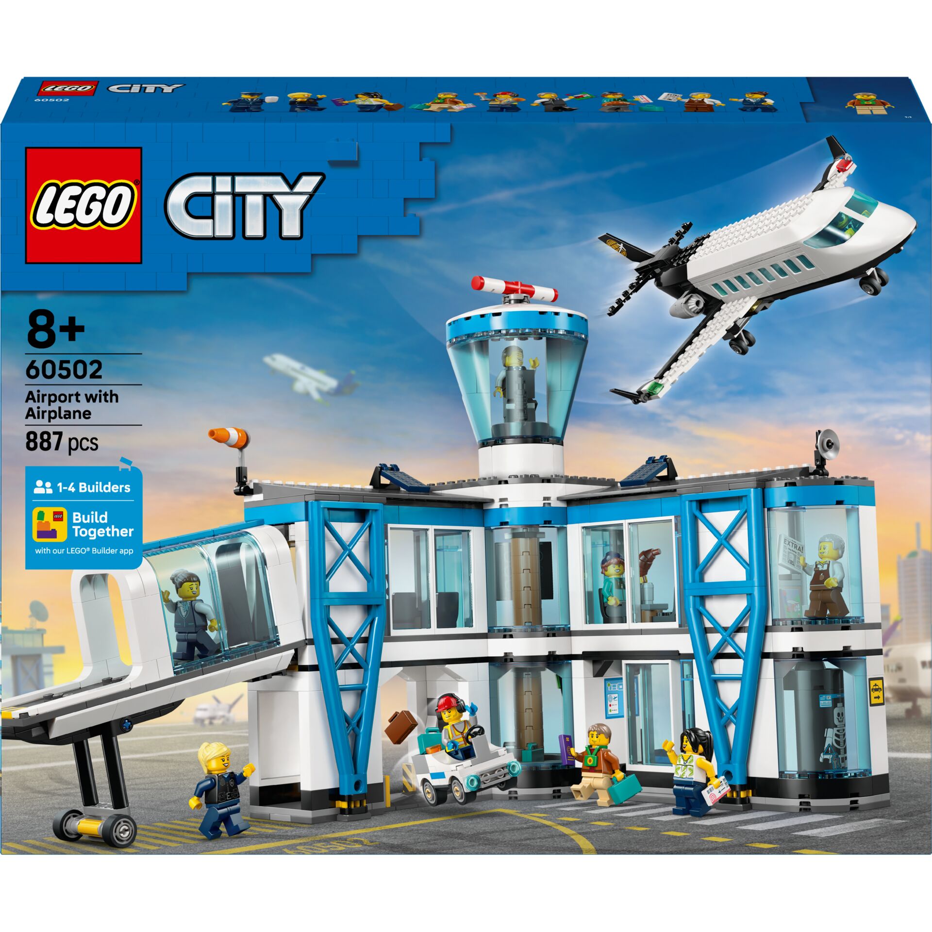 Lego-Set, Flughafen, Flugzeug, Blau, Stadt